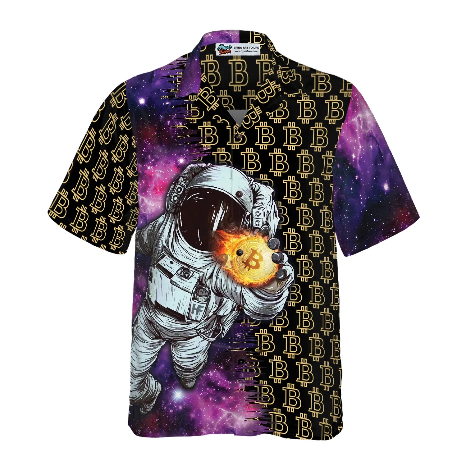 Bitcoin In The Galaxy Hawaiian Shirt, Bitcoin Aloha Shirt For Men - Perfect Gift For Bitcoin Lovers, Family, Friends, Husband, Boyfriend