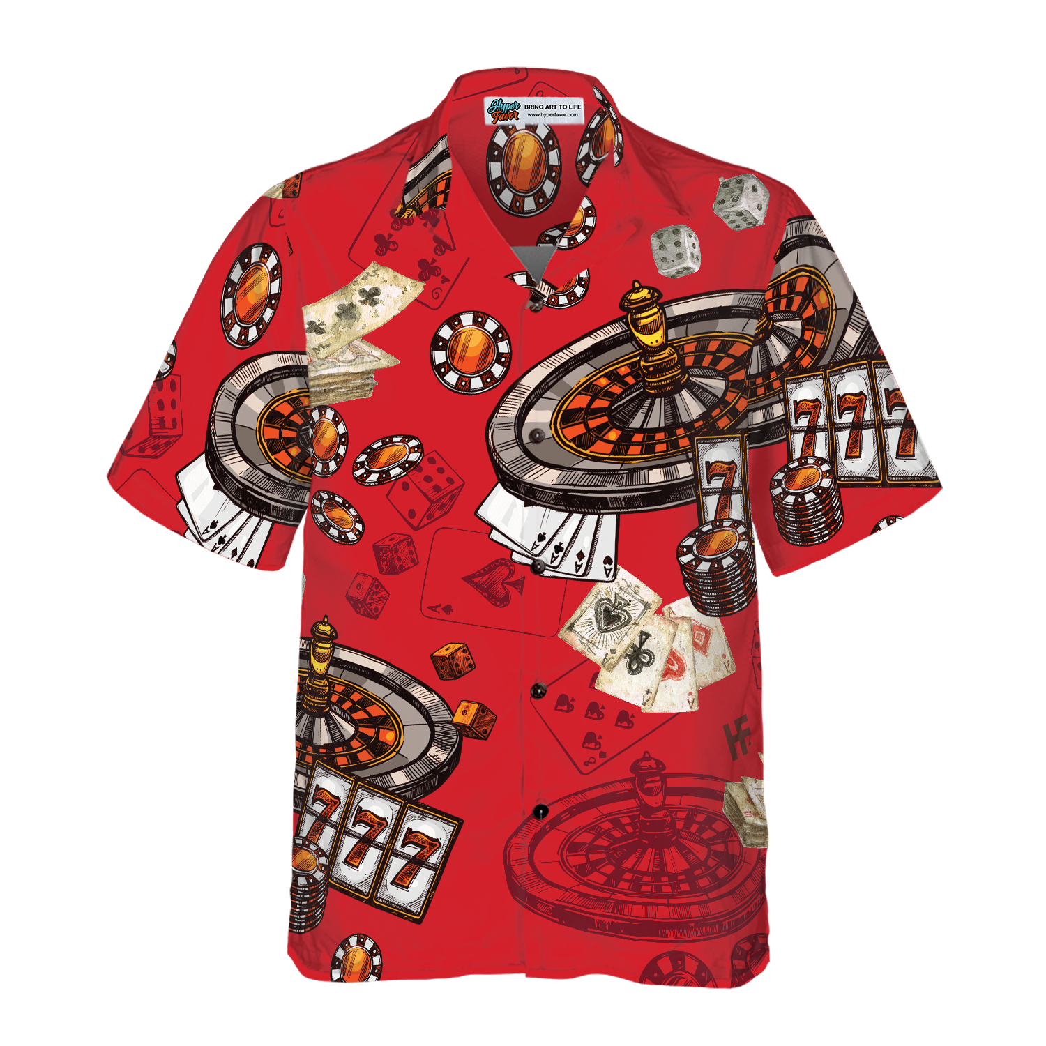 Casino Pattern Red Background Hawaiian Shirt, Best Gift For Husband, Wife, Boyfriend, Girlfriend, Friend, Family