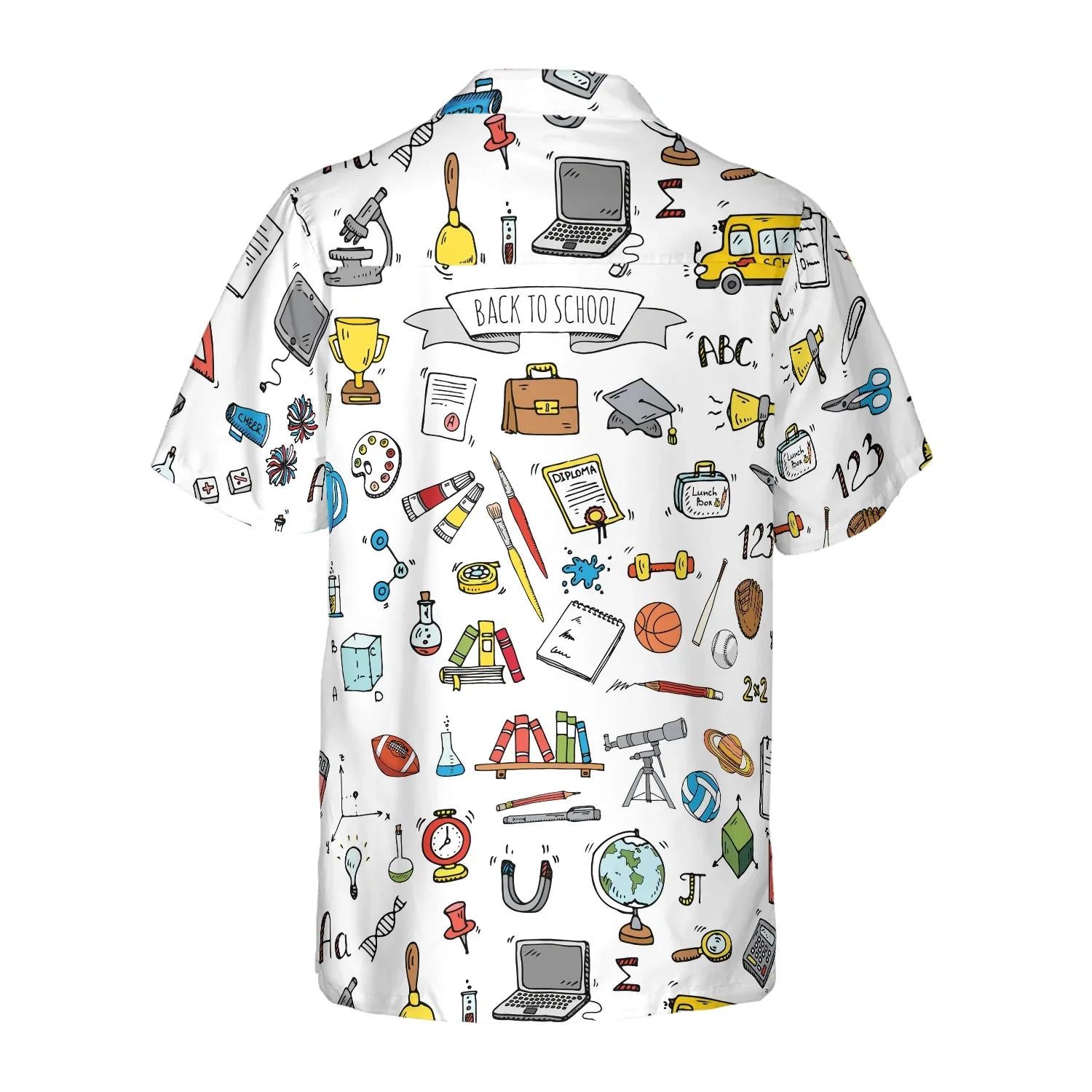 Back To School Hand Drawn Doodle Style School Hawaiian Shirt, School Symbol Aloha Shirt For Men & Women, Best Gift For Teachers, Student, Alumnus