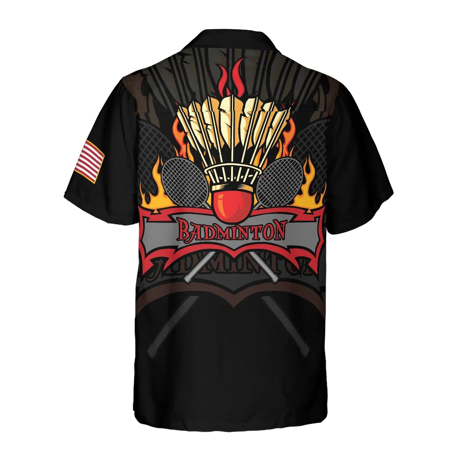 Badminton Flame American Flag Hawaiian Shirt, USA Flag Aloha Shirt For Men & Women, Best Gift For Badminton Lovers
