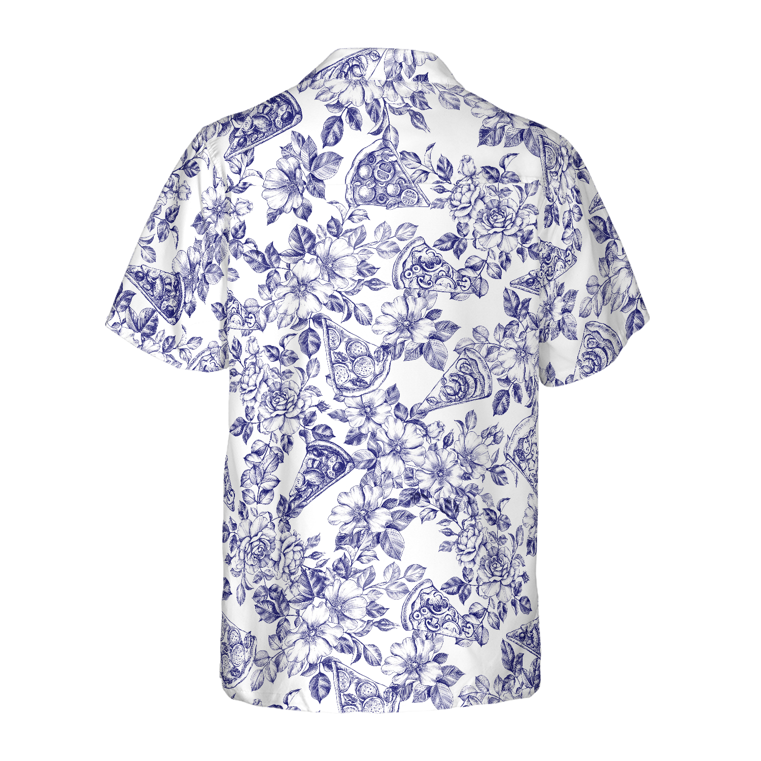 Blue Floral Pizza Pattern Shirt Hawaiian Shirt, Best Gift For lover, Friend, Family