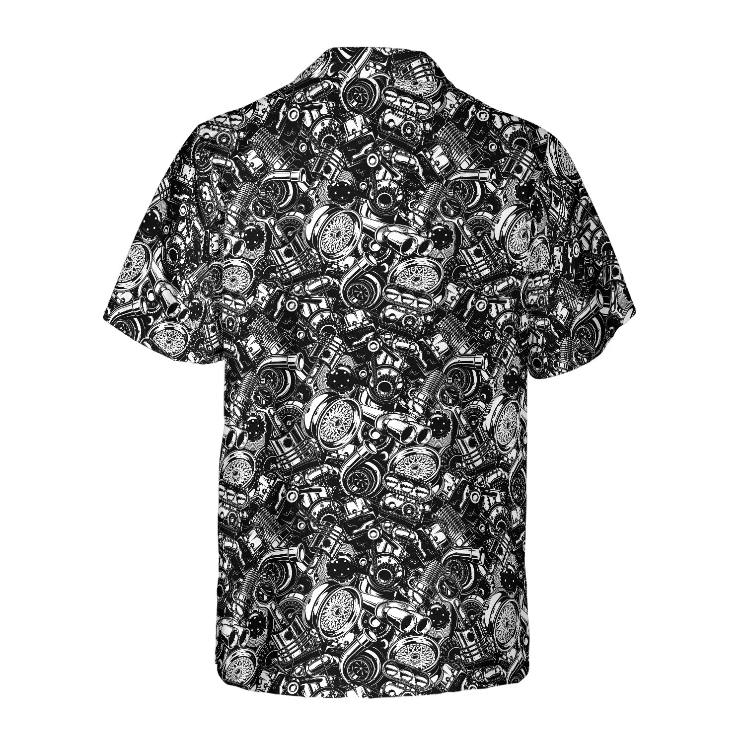 Auto Mechanic Seamless Pattern Hawaiian Shirt, Black Aloha Shirt For Men, Best Gift For Mechanic, Summer, Husband, Boyfriend