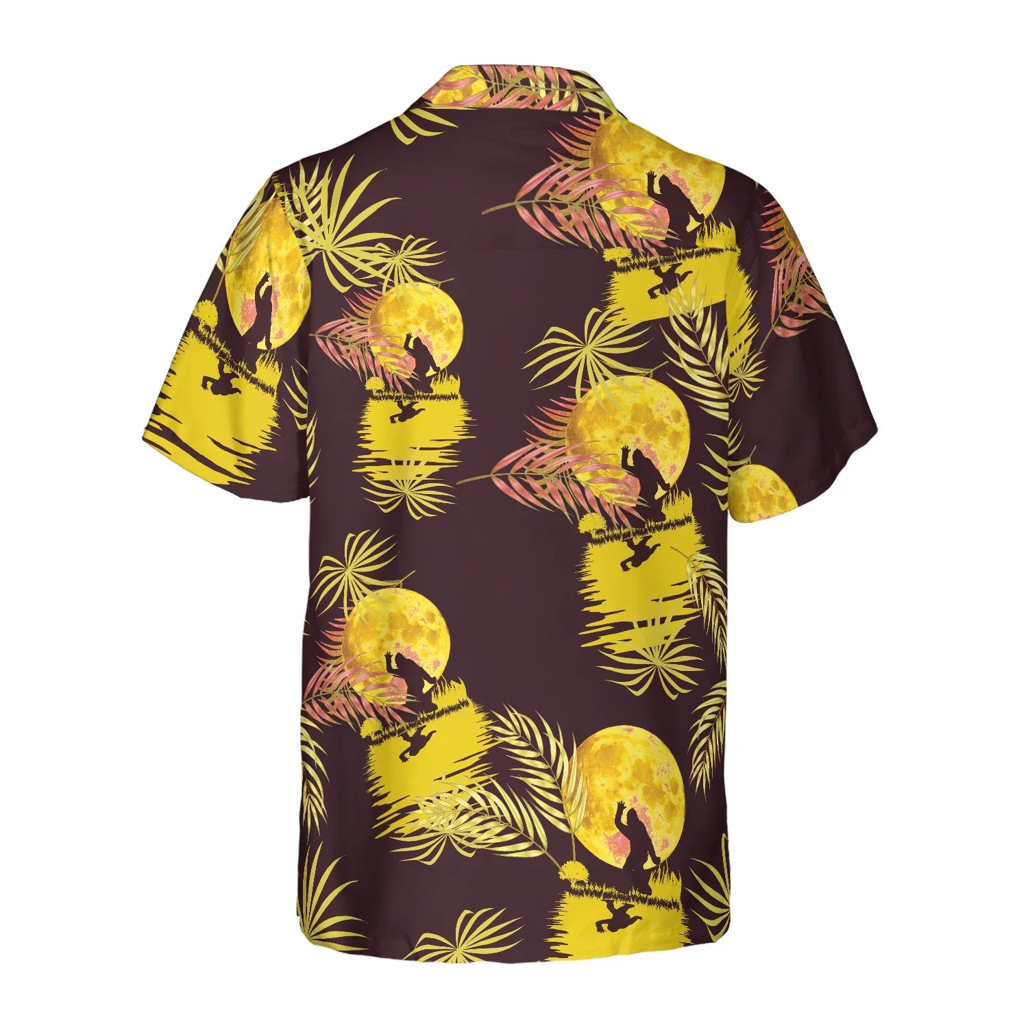 Bigfoot Tropical Yellow Moon Bigfoot Hawaiian Shirt, Purple And Yellow Dancing In The Moonlight Bigfoot Shirt For Men, Aloha Tropical Summer Shirt Gift For Men, Perfect Gift For Bigfoot Lovers, Friends, Husband, Boyfriend, Family