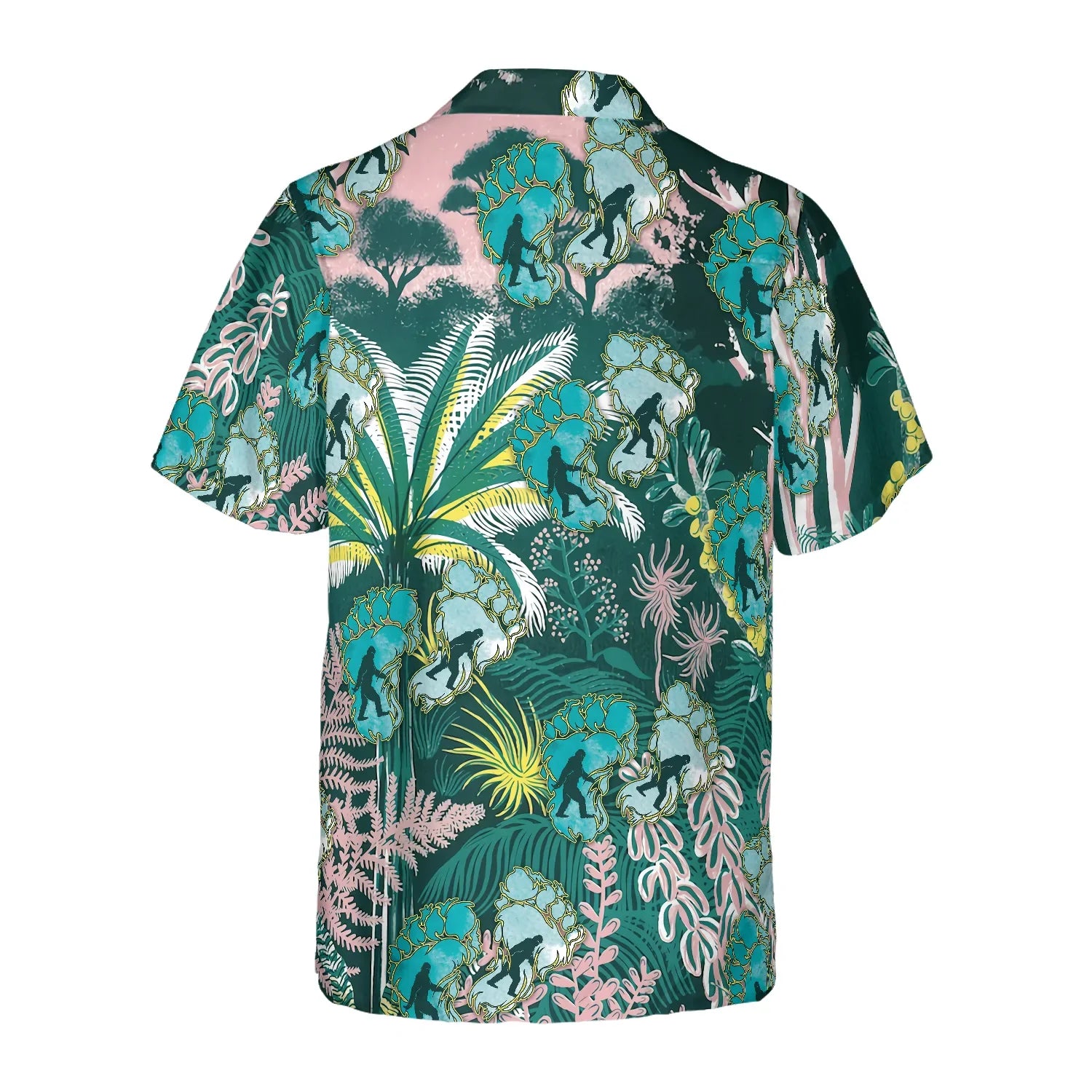 Tropical Forest Bigfoot Hawaiian Shirt, Tropical Floral And Leaves Bigfoot Shirt For Men, Aloha Tropical Summer Leaves Shirt For Men, Perfect Gift For Summer Tropical Lovers, Friends, Husband, Boyfriend, Family