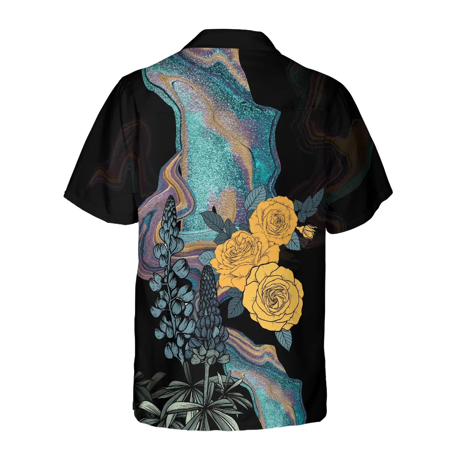 Artistic Longhorn Skull Texas Hawaiian Shirt, Black Royal Gold Rose Aloha Shirt For Men, Bluebonnet Proud Texas Shirt For Texans, Best Gift For Summer, Husband, Boyfriend