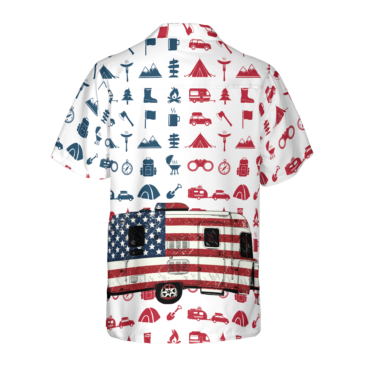 Campervan American Flag Hawaiian Shirt, Best Gift For Husband, Wife, Boyfriend, Girlfriend, Friend, Family