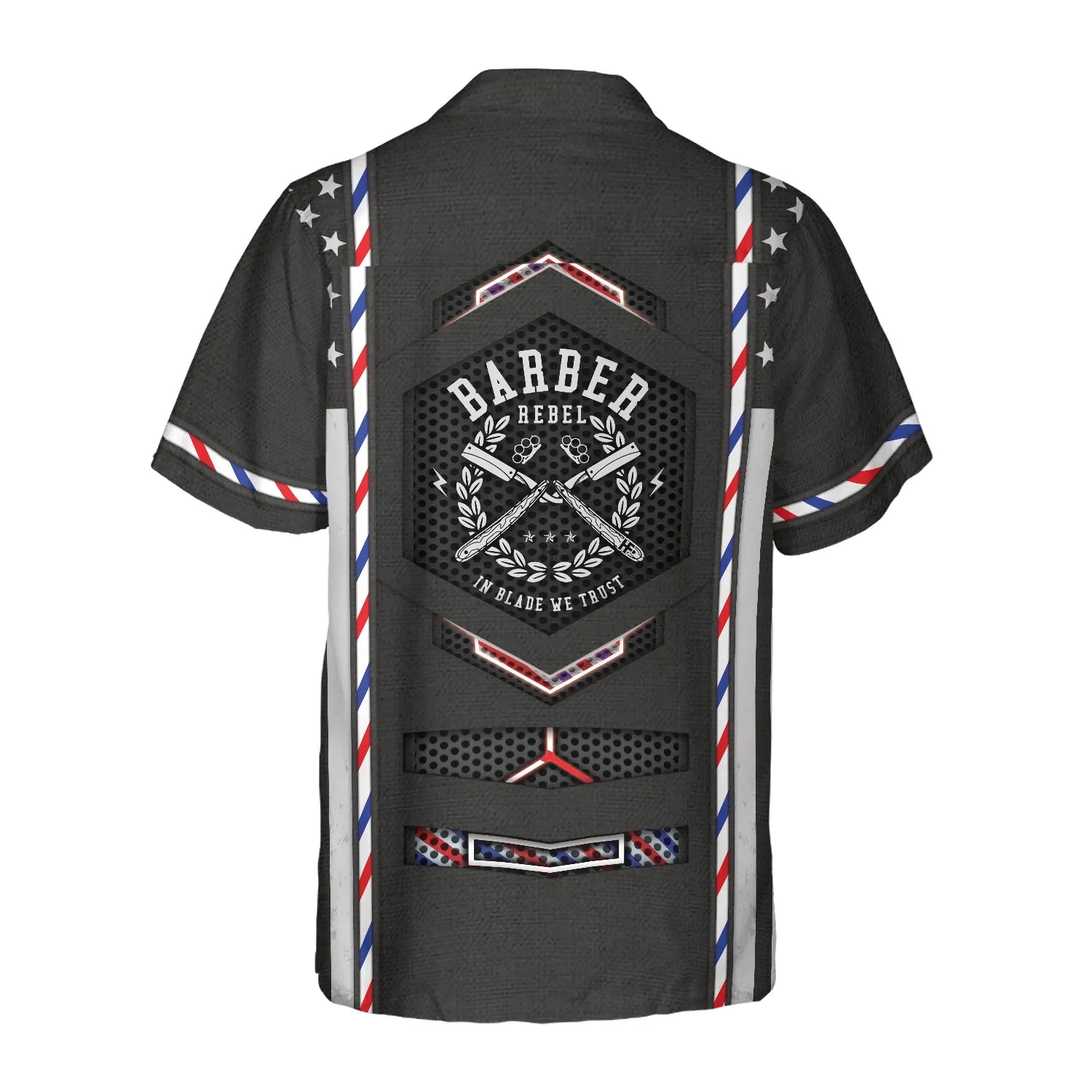 Black American Flag Barber Hawaiian Shirt, Barber Aloha Shirt For For Men - Perfect Gift For Barber, Husband, Boyfriend, Family, Friends