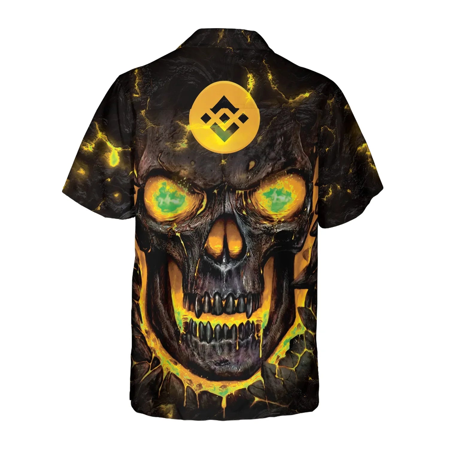 Binance Coin Skull Fire Hawaiian Shirt, Binance Coin Skull Aloha Shirt For Men - Perfect Gift For Bitcoin Lovers, Family, Friends, Husband, Boyfriend