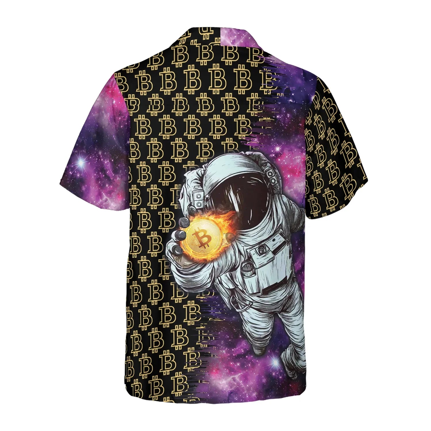 Bitcoin In The Galaxy Hawaiian Shirt, Bitcoin Aloha Shirt For Men - Perfect Gift For Bitcoin Lovers, Family, Friends, Husband, Boyfriend
