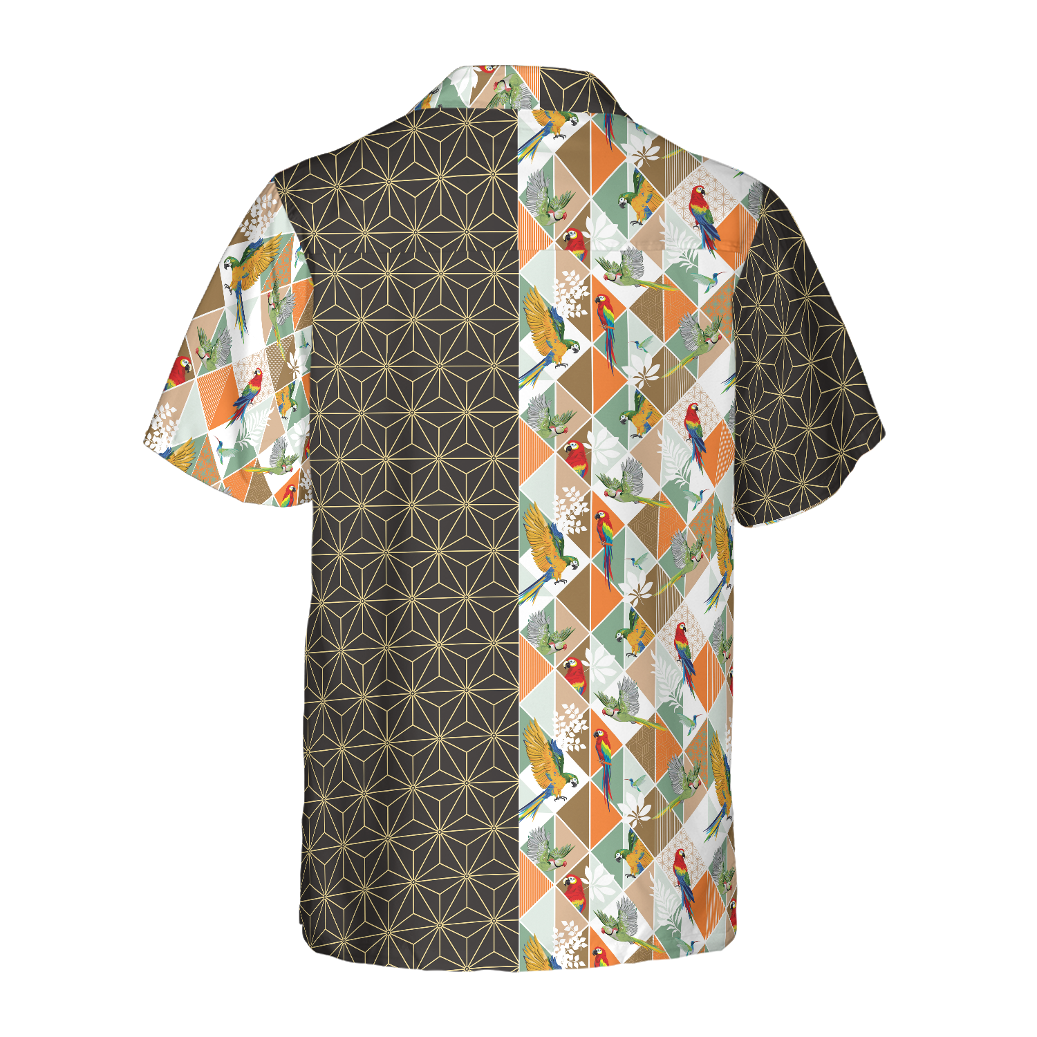 Bold Geometric Parrot Palm Hawaiian Shirt, Best Gift For Husband, Wife, Boyfriend, Girlfriend, Friend, Family