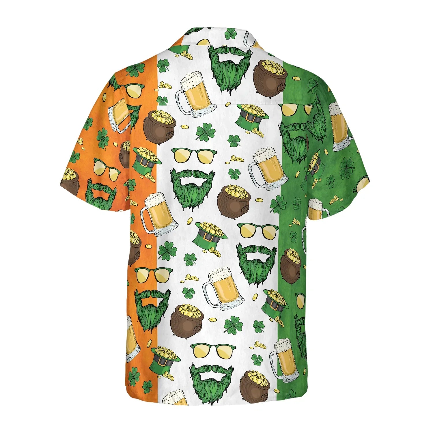 Beard Saint Patrick's Day Seamless Pattern Hawaiian Shirt, Beer Tropical Summer Aloha Shirt For Men- Perfect Gift For Beer Lovers, Friends, Husband, Boyfriend, Family