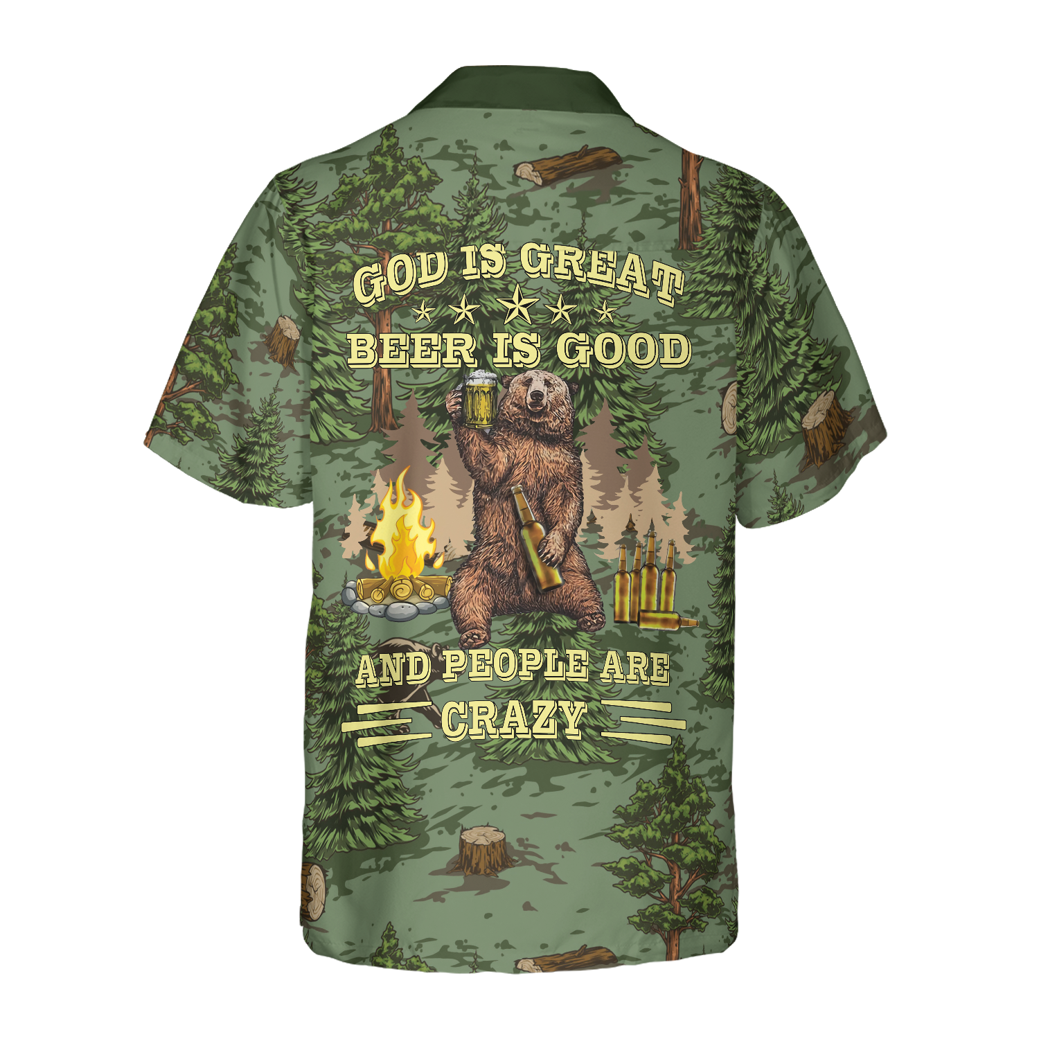 Camping Angry Bear Drink Beer Hawaiian Shirt,God Is Great Beer Is Good Hawaiian Shirt, Best Gift For Camping, Friend, Family