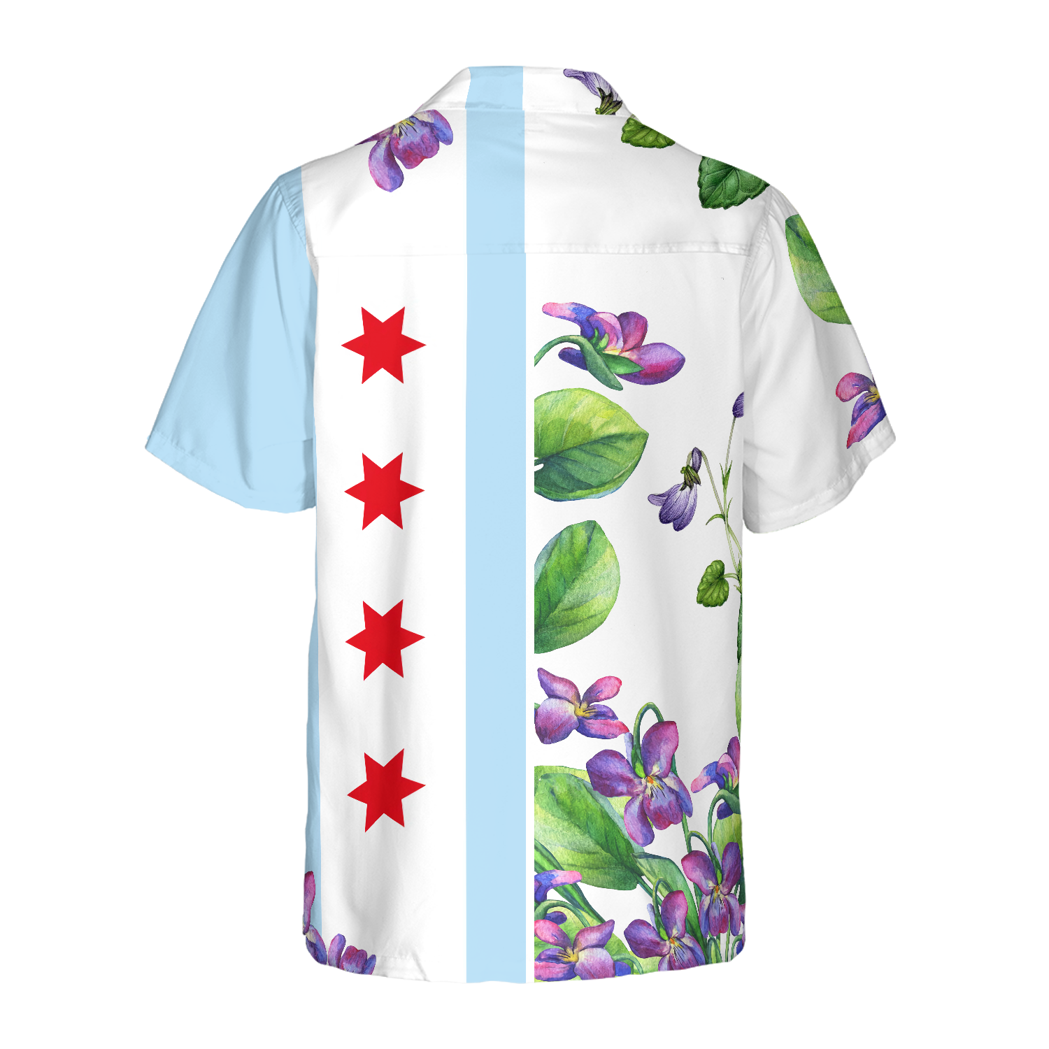 Chicago Flag Viola sororia Hawaiian Shirt, Best Gift For Husband, Wife, Boyfriend, Girlfriend, Friend, Family