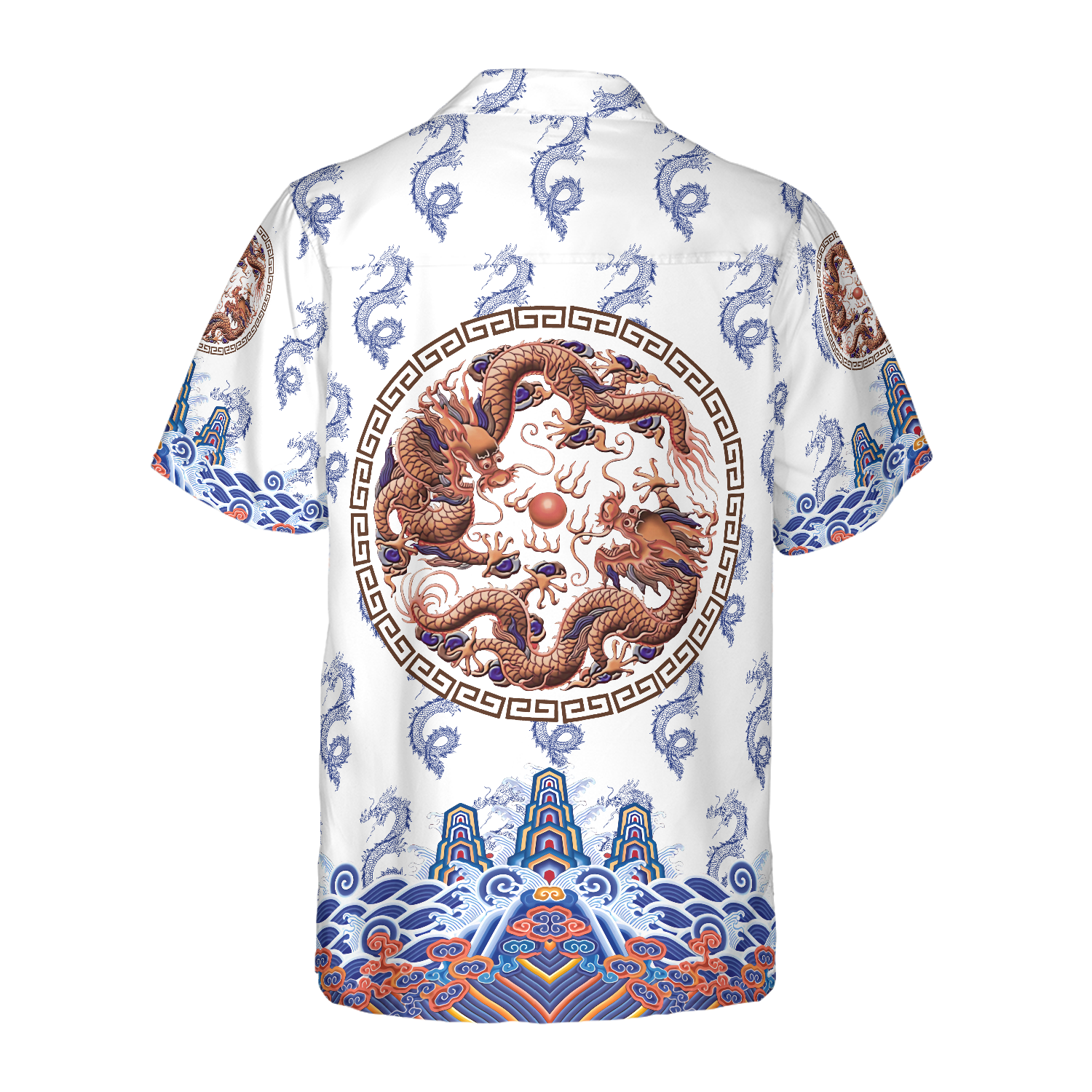Chinoiserie Dragon White Hawaiian Shirt, Dragon Shirt For Men And Women, Best Gift For China Lover, Friend, Family