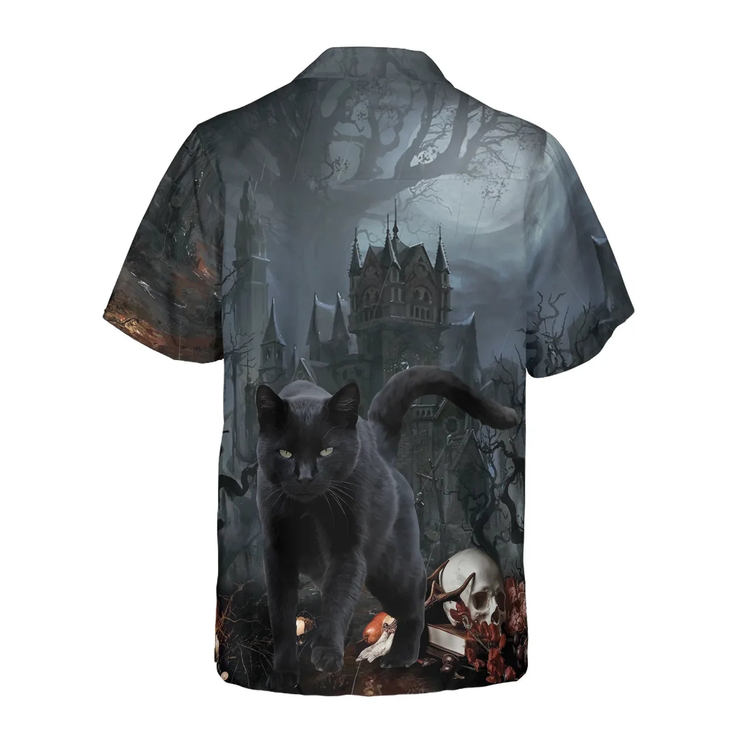 Black Cat In Spooky Halloween Hawaiian Shirt, Hawaiian Shirt For Men And Women - Perfect Gift Husband, Wife, Boyfriend, Girlfriend, Family, Friends