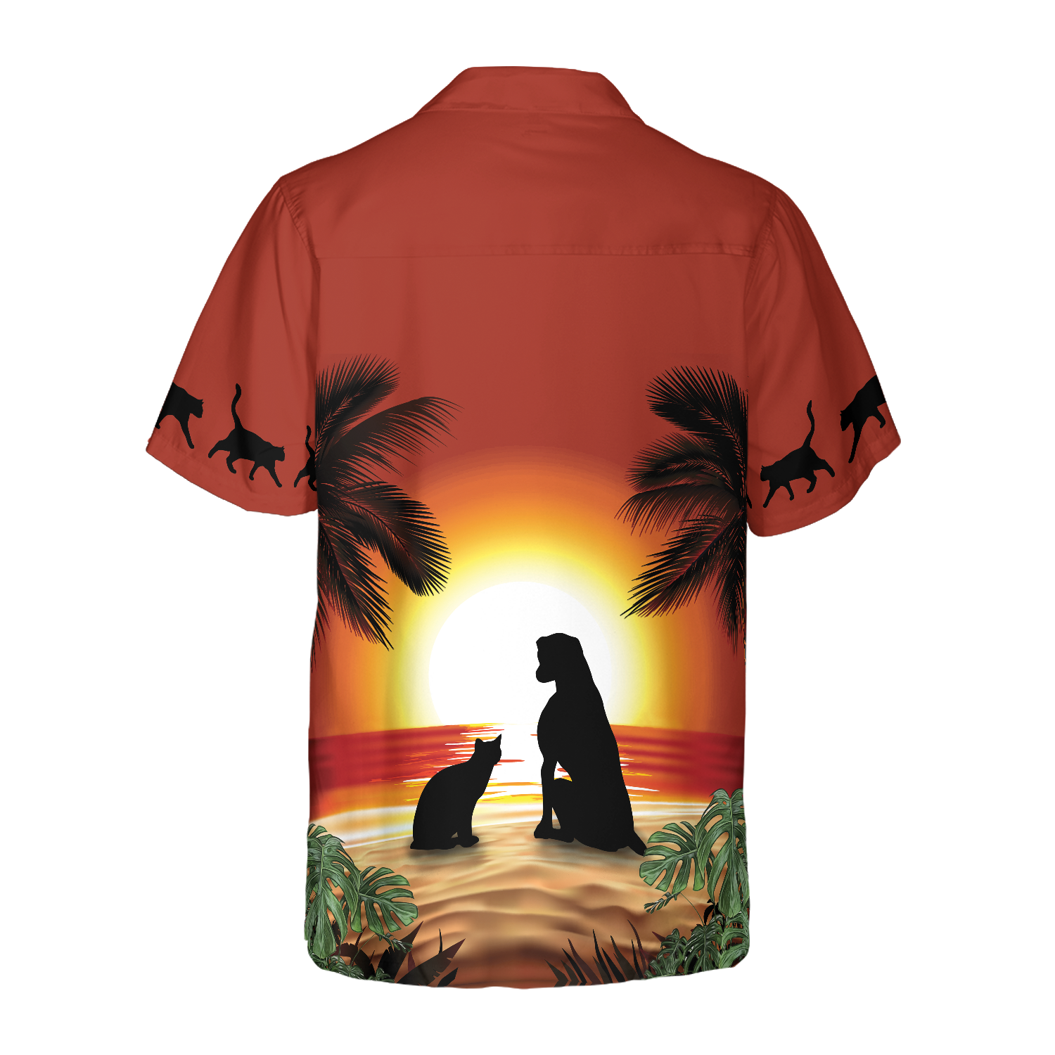 Cat And Dog Sunset Hawaiian Shirt, Best Gift For Cat Lover, Husband, Wife, Boyfriend, Girlfriend, Friend, Family