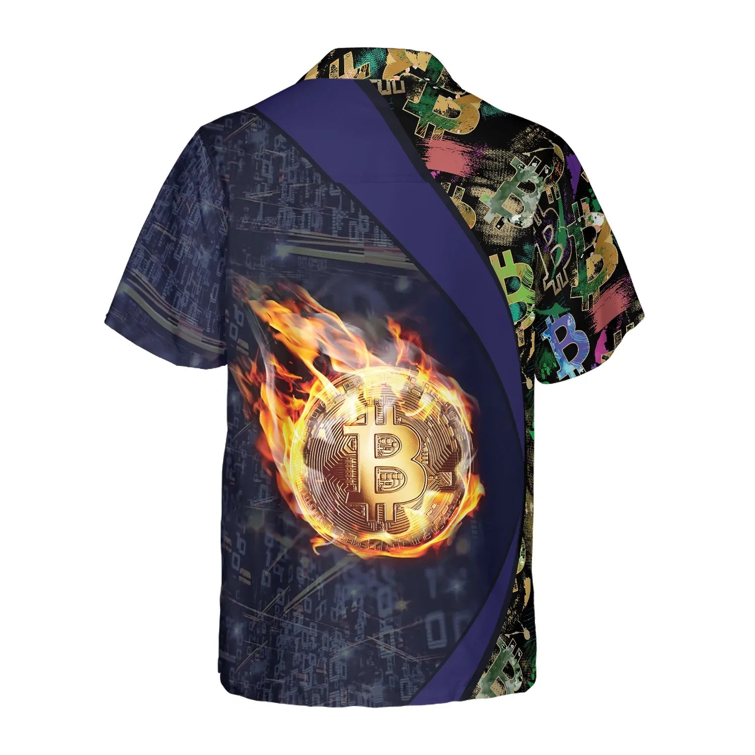 Bitcoin Block Chain Flame Hawaiian Shirt, Bitcoin Aloha Shirt For Men - Perfect Gift For Bitcoin Lovers, Family, Friends, Husband, Boyfriend