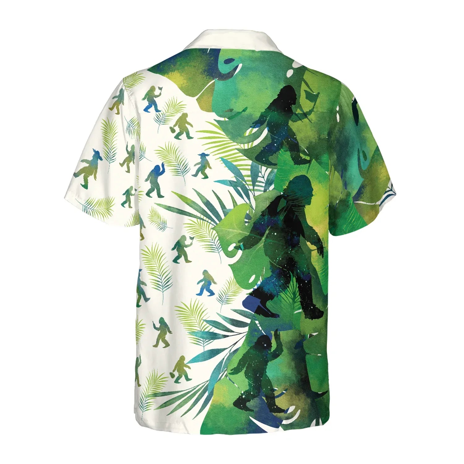 Bigfoot Silhouettes in Tropical Hawaiian Shirts for Men, Green Sasquatch Shirts, Bigfoot Tropical Summer Aloha Shirt For Men, Perfect Gift For Summer Tropical Lovers, Friends, Husband, Boyfriend, Family