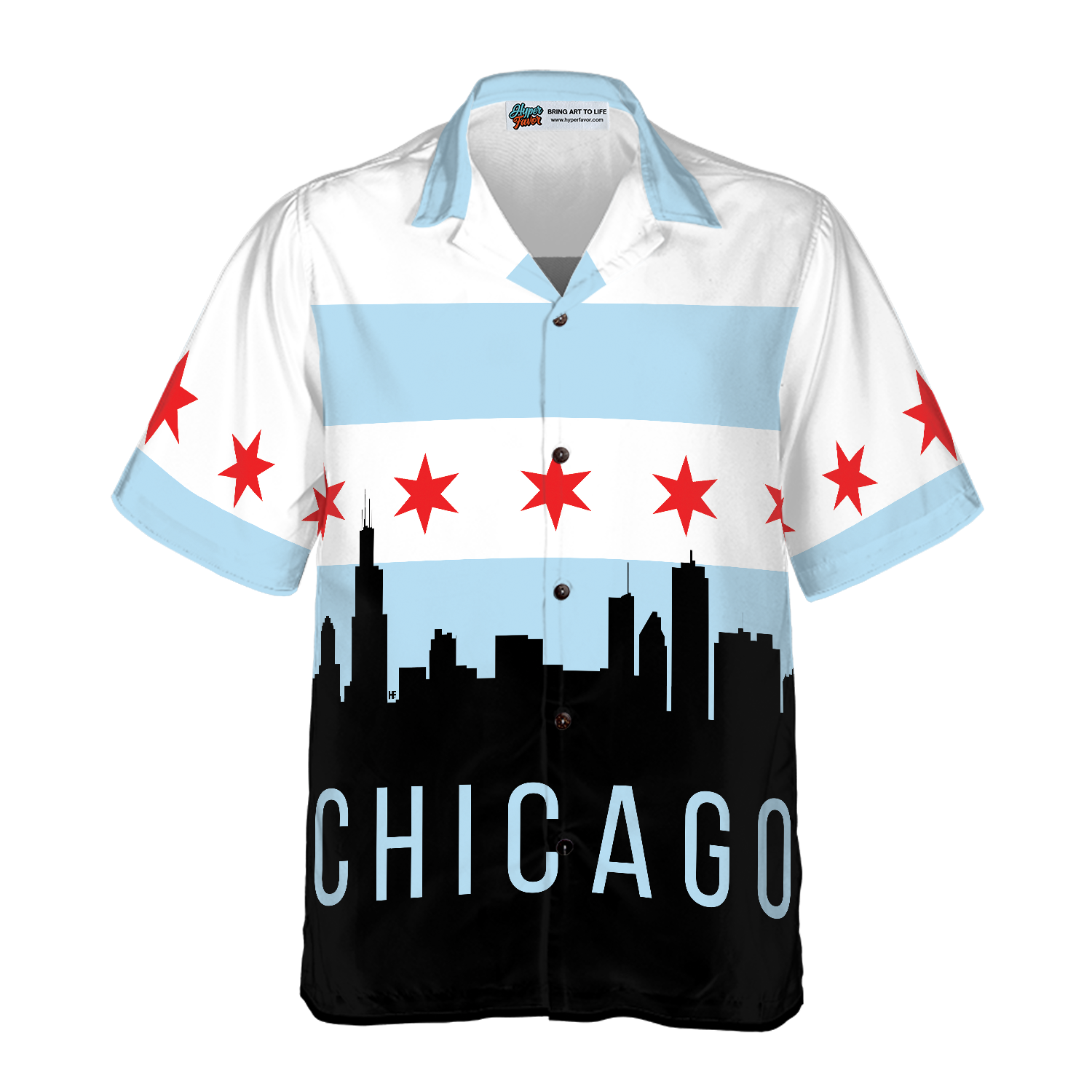 Chicago City Skyline Landmarks Hawaiian Shirt, Best Gift For Husband, Wife, Boyfriend, Girlfriend, Friend, Family