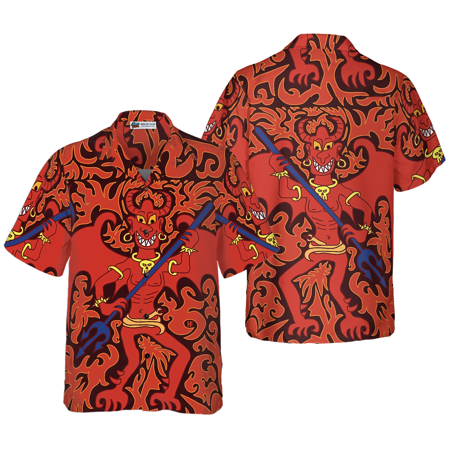 Cartoon Styled Demon Satanic Goth Gothic Hawaiian Shirt, Best Gift For Cartoon Lover, Husband, Wife, Boyfriend, Girlfriend, Friend, Family