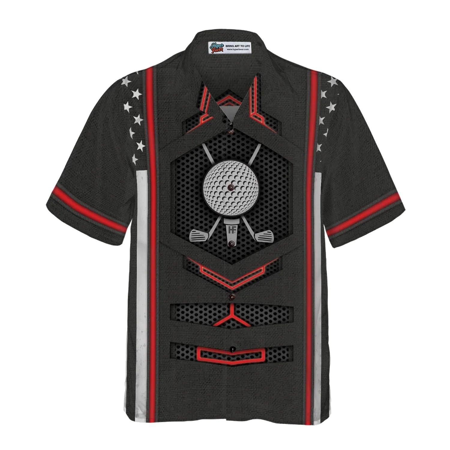 Black American Flag Golf Hawaiian Shirt, Golf Aloha Shirt For Men & Women - Perfect Gift For Husband, Wife, Boyfriend, Girlfriend, Family, Friends