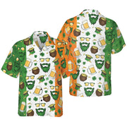 Beard Saint Patrick's Day Seamless Pattern Hawaiian Shirt, Beer Tropical Summer Aloha Shirt For Men- Perfect Gift For Beer Lovers, Friends, Husband, Boyfriend, Family