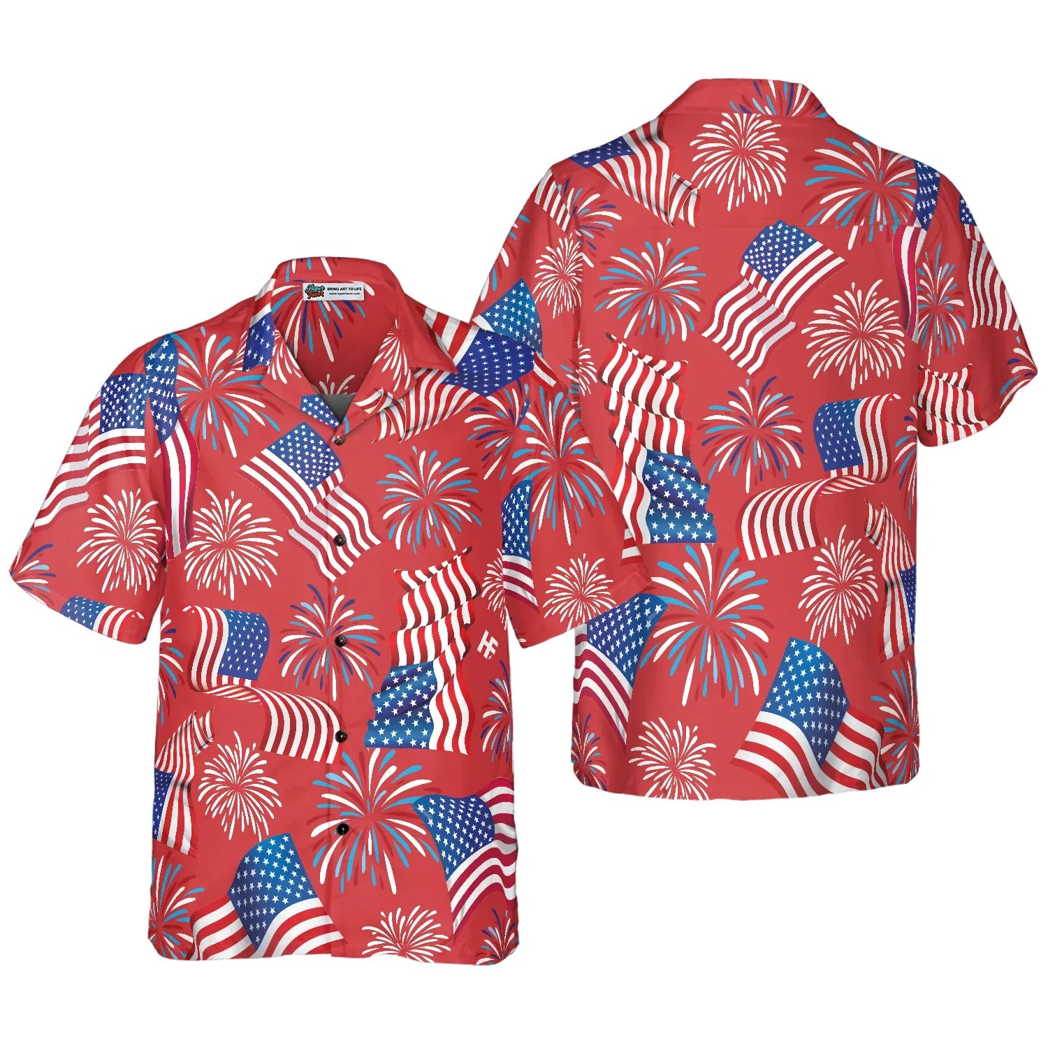 4th Of July America Flag Firework Patriotic Hawaiian Shirt, Happy Independence Day US Flag Aloha Shirt For Men, Perfect Gift For Patriots, Friends, Husband, Boyfriend, Family