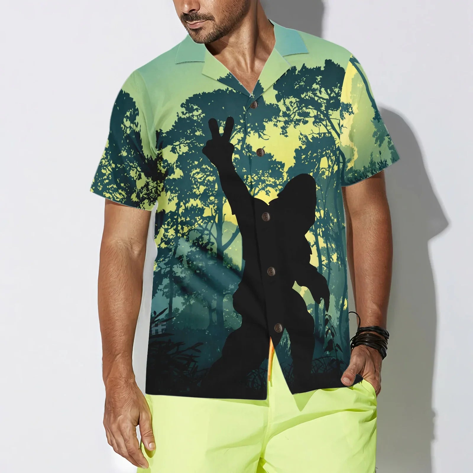Bigfoot Saw Me Hawaiian Shirt, Bigfoot Tropical Summer Forest Aloha Shirt For Men, Perfect Gift For Summer, Bigfoot Lovers, Friends, Husband, Boyfriend, Family