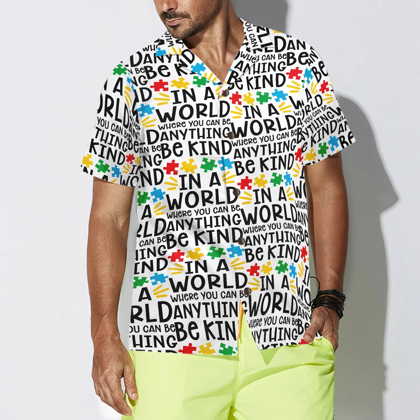 Be Kind Autism Multicolor Puzzle Hawaiian Shirt, 3D Puzzle Aloha Shirt, Perfect Gift For Lovers, Friends, Husband, Boyfriend, Family