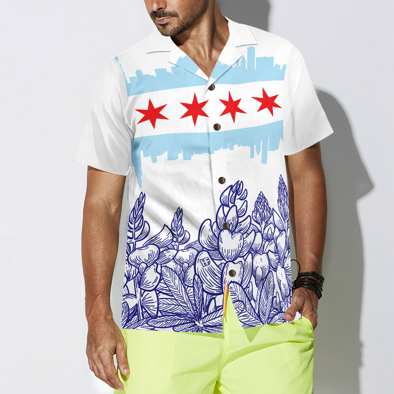 Bluebonnet Flag High Rise Building Hawaiian Shirt, Best Gift For lover, Friend, Family