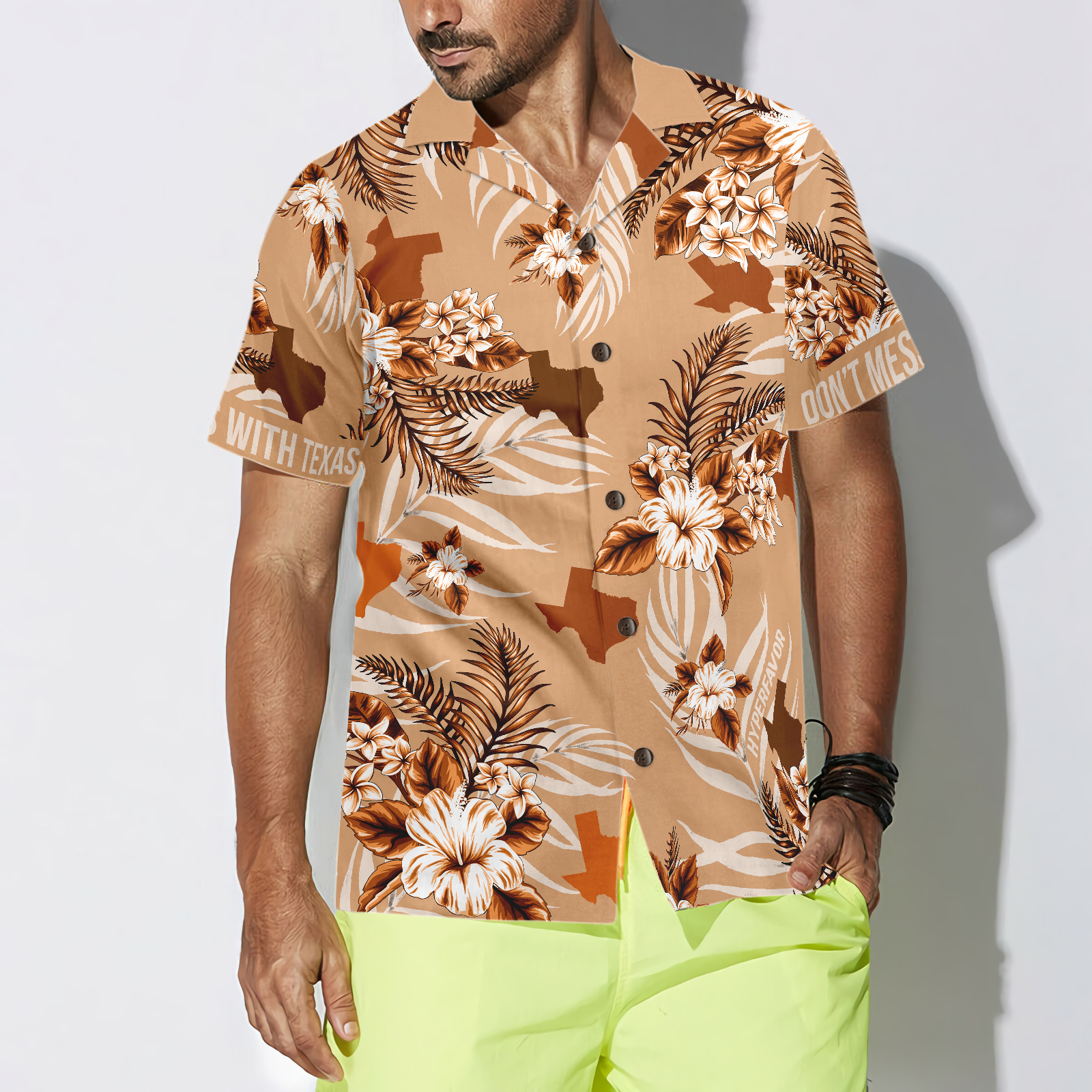 Brown Lone Star Nation Bluebonnet Texas Hawaiian Shirt, Don't Mess With Texas Shirt, Texas Shirt For Men, Best Gift For Friend, Family