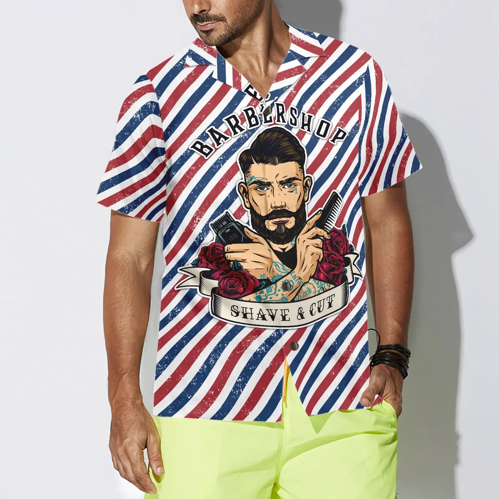 Barbershop Shave & Cut Hawaiian Shirt, Barbershop Shave The Best Parlor Aloha Shirt Summer For Men, Best Gift For Barber, Summer, Husband, Boyfriend