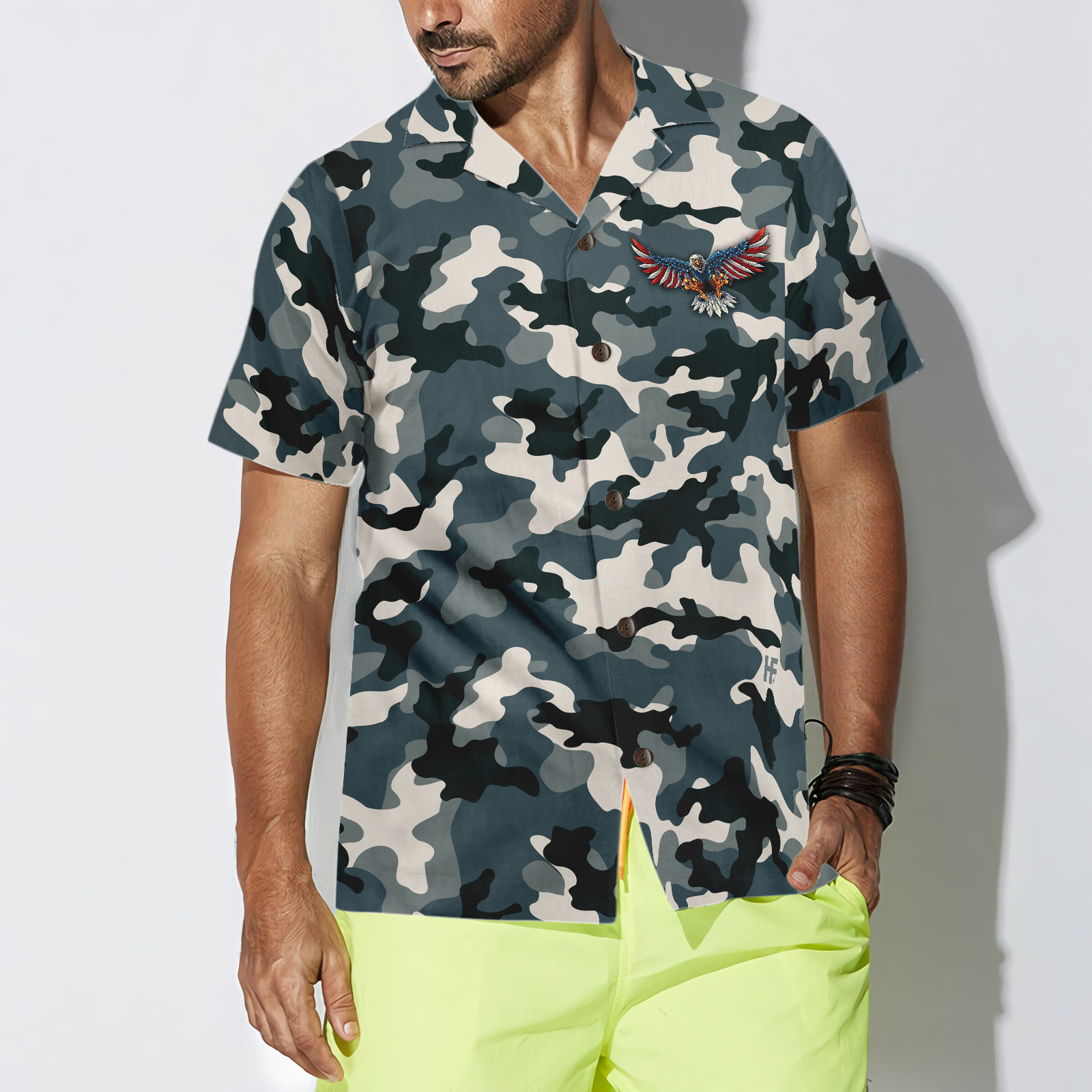 Camo American by Birth Veteran by Choice Veterans Day, Best gift for Independence Day, Memorial day Hawaiian Shirt