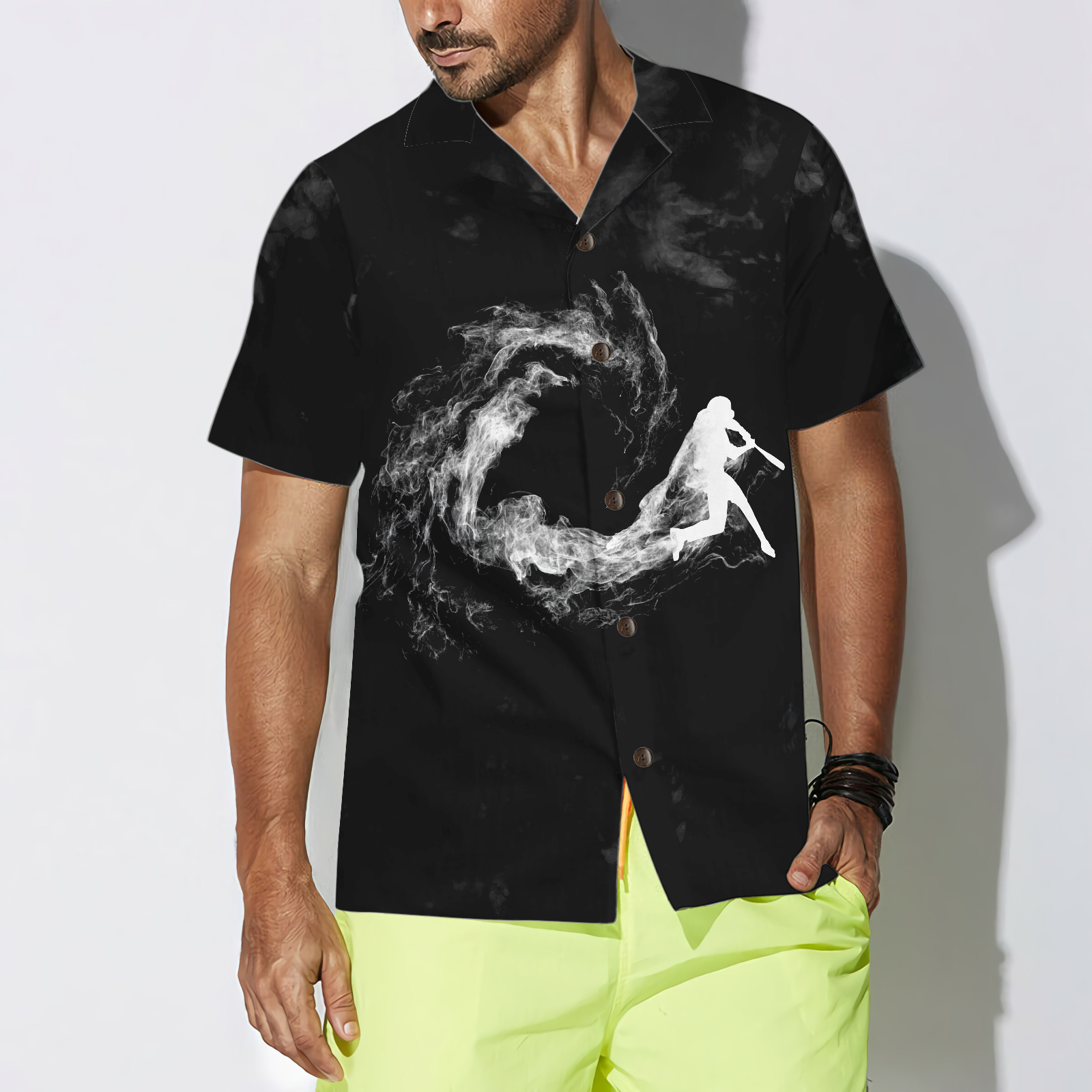 Baseball Player On Smoke Background Hawaiian Shirt, Best Gift For Baseball Players, Friend, Family