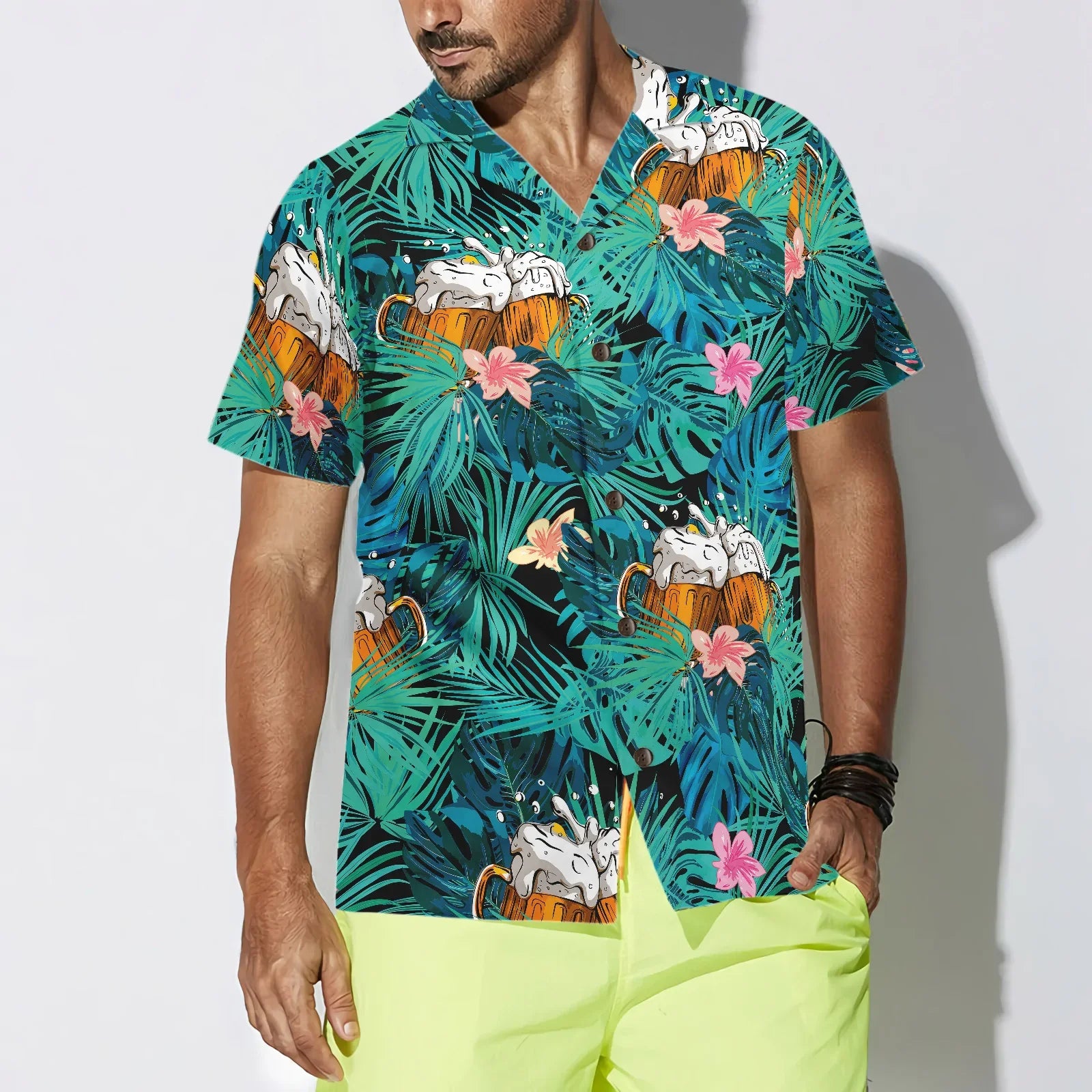 Beer Tropical Hawaiian Shirt, Beer Tropical Summer Flowers And Leaves Aloha Shirt For Men And Women, Perfect Gift For Beer Lovers, Friends, Husband, Boyfriend, Family