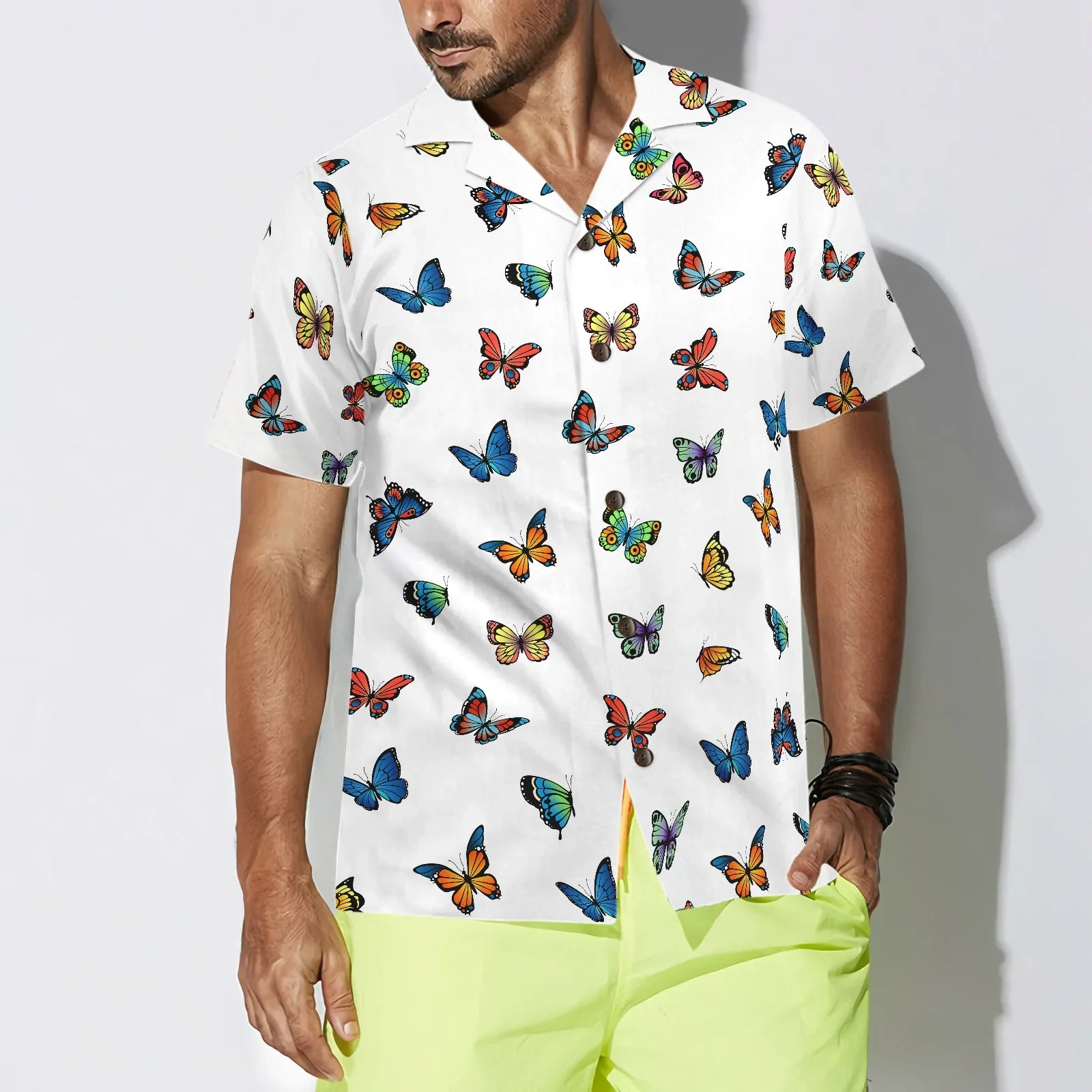 Beautiful Butterflies Hawaiian Shirt, Colorful Butterfly Aloha Shirt For Men And Women, Perfect Gift For Butterfly Lovers, Friends, Husband, Boyfriend, Family