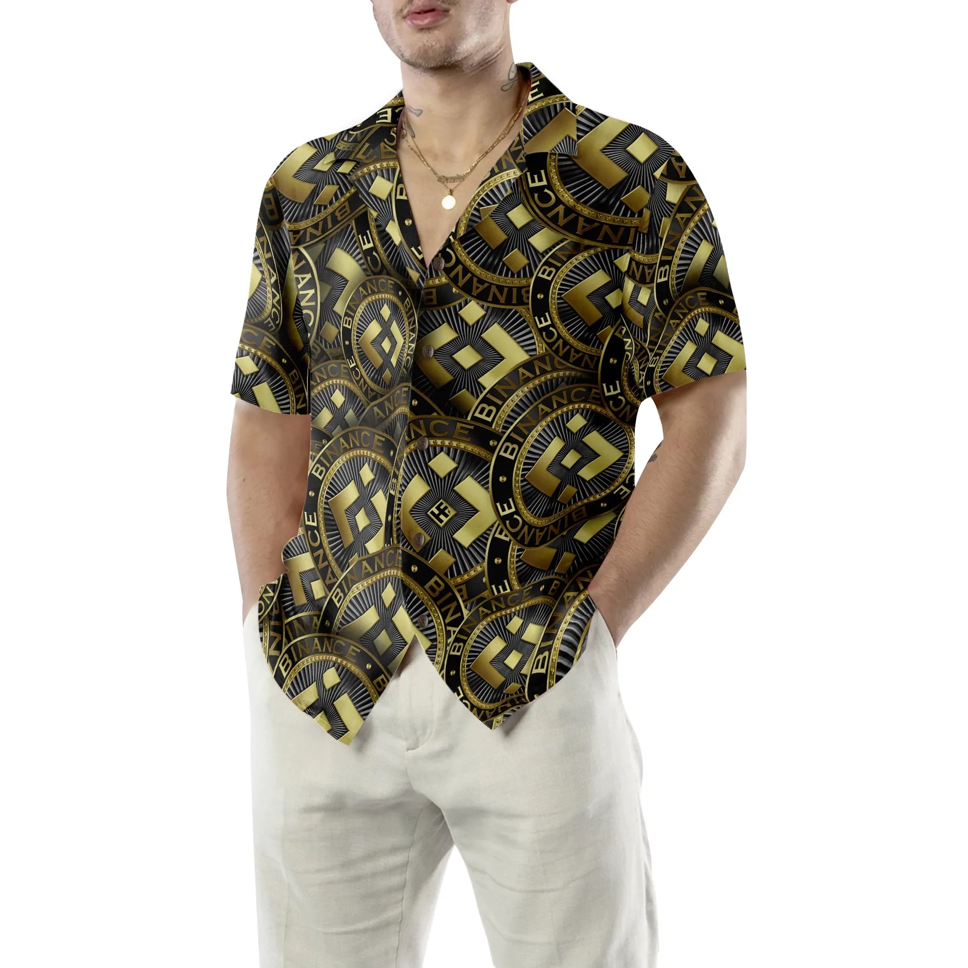 Binance Coin Golden Coin Hawaiian Shirt, Best Gift For Husband, Boyfriend
