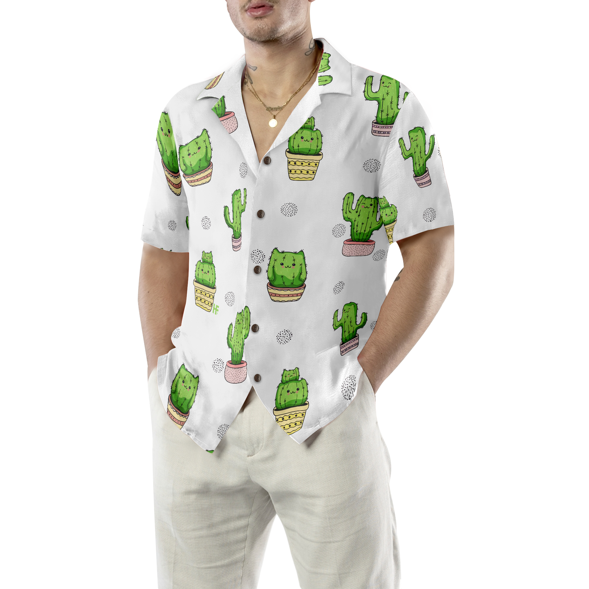 Cactus Cats Hawaiian Shirt, Best Gift For Husband, Wife, Boyfriend, Girlfriend, Friend, Family