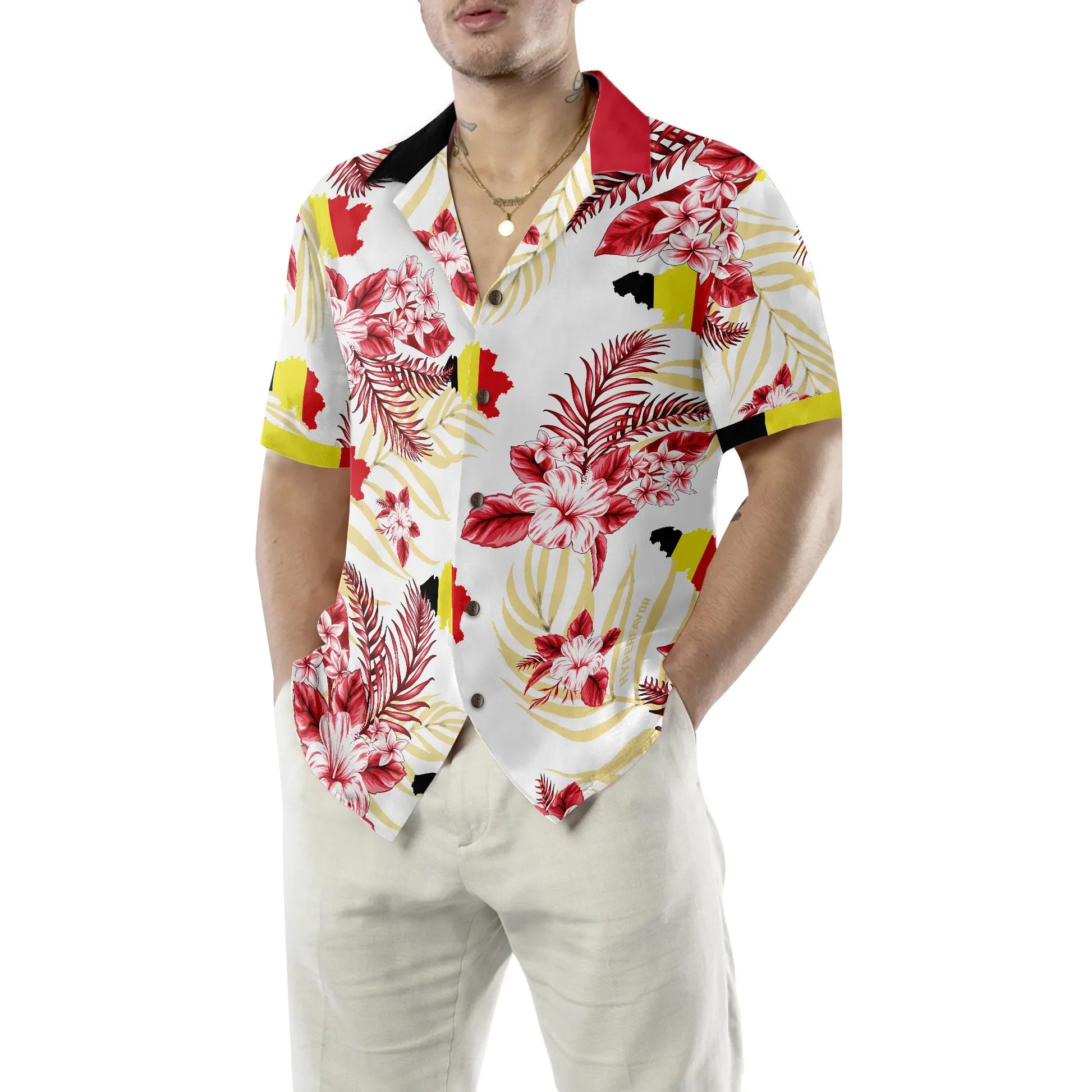 Belgium Hawaiian Shirt, Tropical Summer Flowers And Leaves Aloha Shirt For Men And Women, Perfect Gift For Summer Lovers, Friends, Husband, Boyfriend, Family