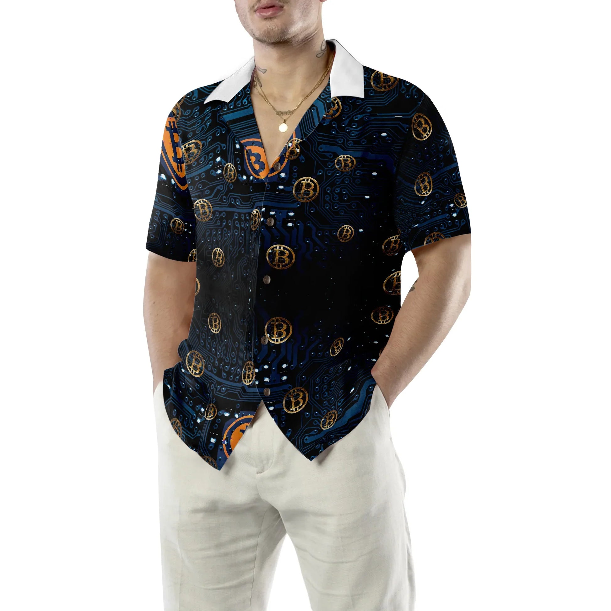 Bitcoin Logo Hawaiian Shirt, Bitcoin Aloha Shirt For Men - Perfect Gift For Bitcoin Lovers, Family, Friends, Husband, Boyfriend