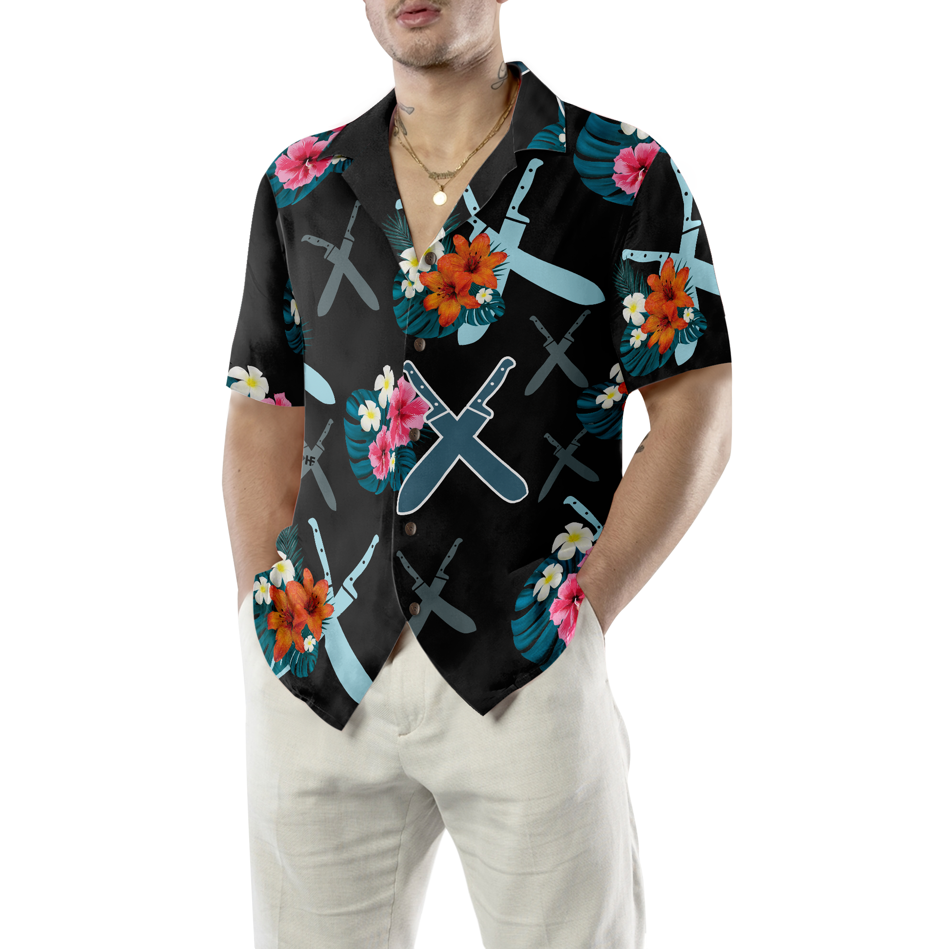 Chef Knives Tropical Hawaiian Shirt, Best Gift For Chef, Friend, Family