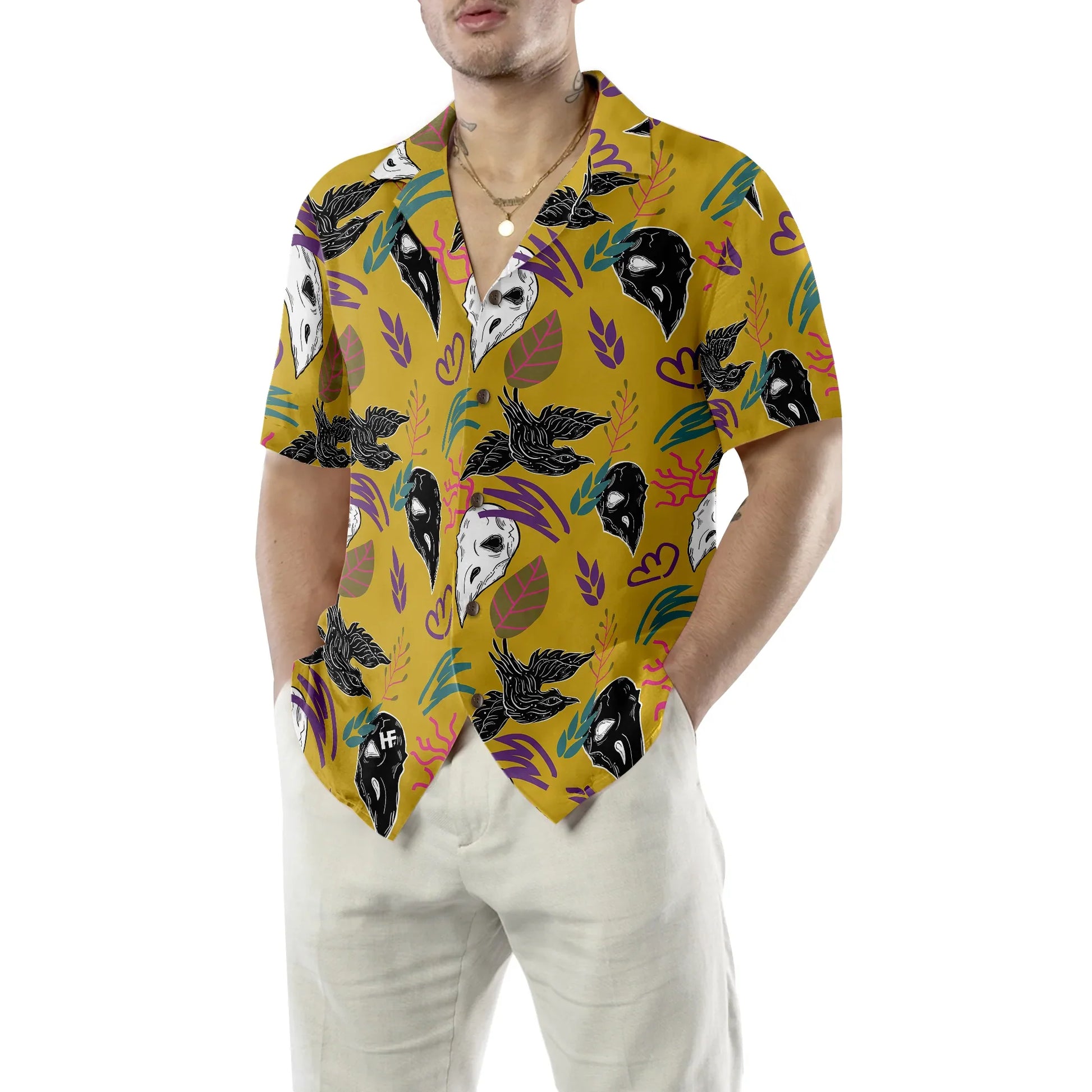 Bird Skull Hawaiian Shirt, Bird Skull Aloha Shirt - Perfect Gift For Family, Friends, Husband, Boyfriend