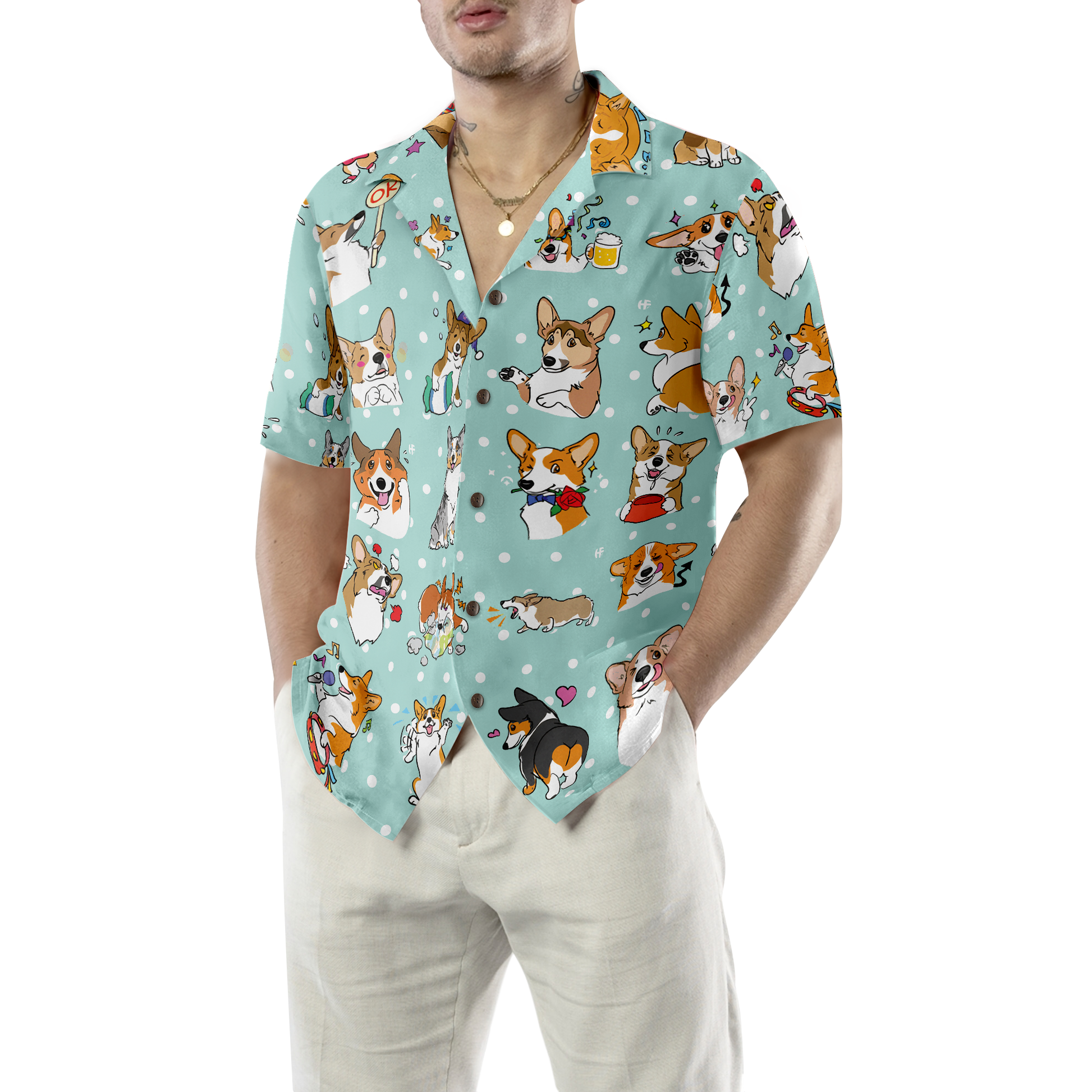 Cartoon Welsh Corgi Hawaiian Shirt, Best Dog Shirt For Corgi Lovers Gifts, Best Gift For Friend, Family
