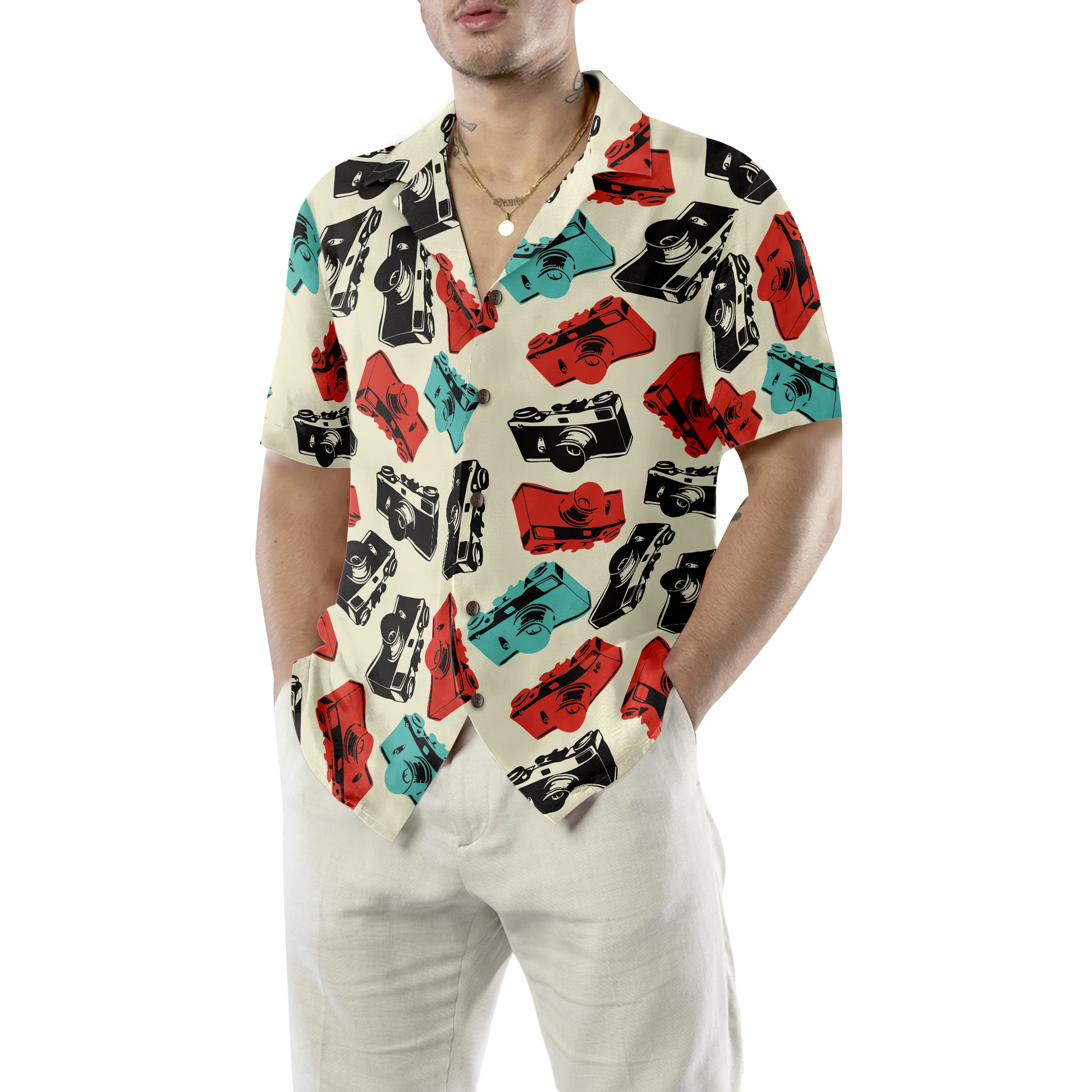 Camera Seamless Pattern Shirt For Men Hawaiian Shirt, Best Gift For Photography Lover, Friend, Family