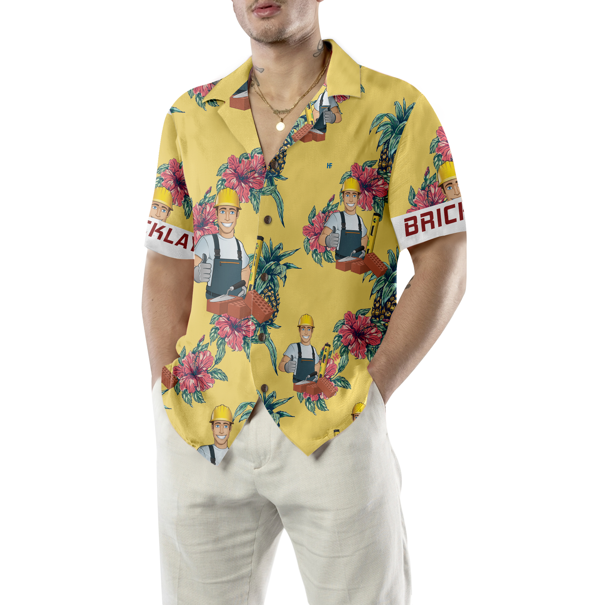 Bricklayer Pineapple Seamless Pattern Hawaiian Shirt, Best Gift For Bricklayer, Friend, Family