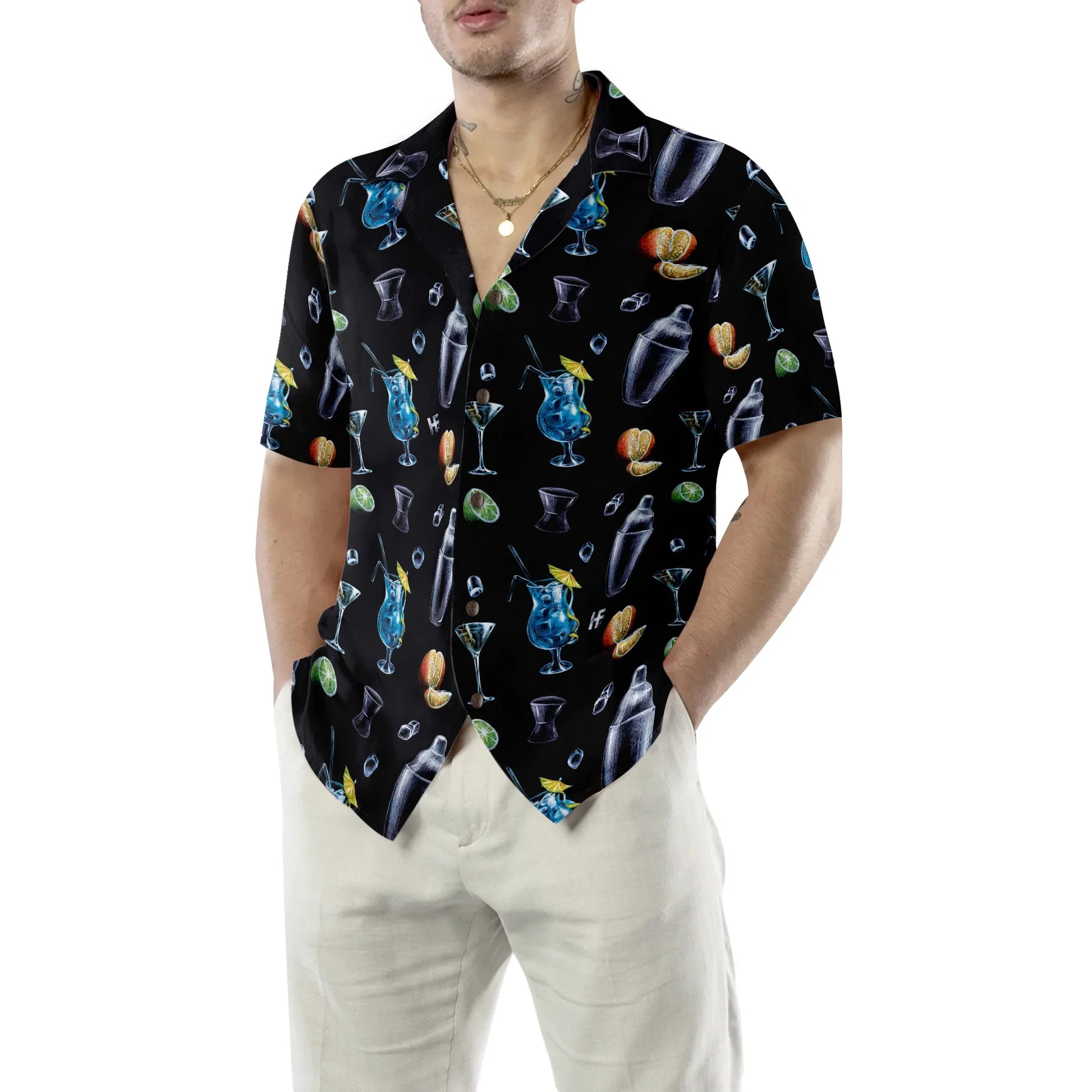 Bartender Cocktail Party Hawaiian Shirt, Bartender Symbol Pattern Aloha Shirt Summer For Men, Best Gift For Bartender, Summer, Husband, Boyfriend