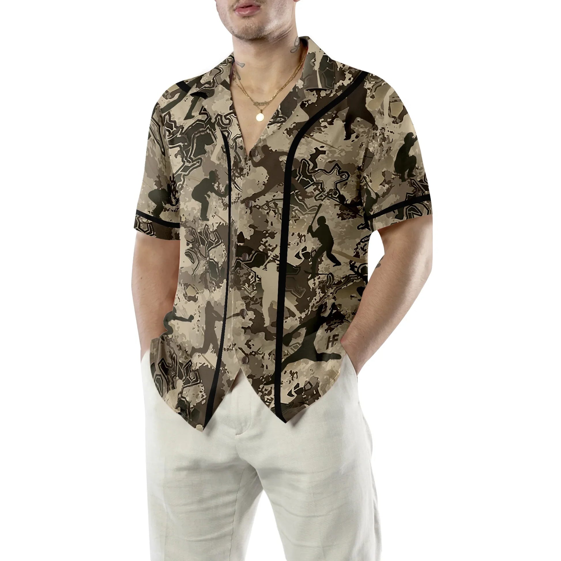 Baseball Camo Pattern Hawaiian Shirt, Camouflage Pattern Aloha Shirt Summer For Men, Best Gift For Summer, Husband, Boyfriend