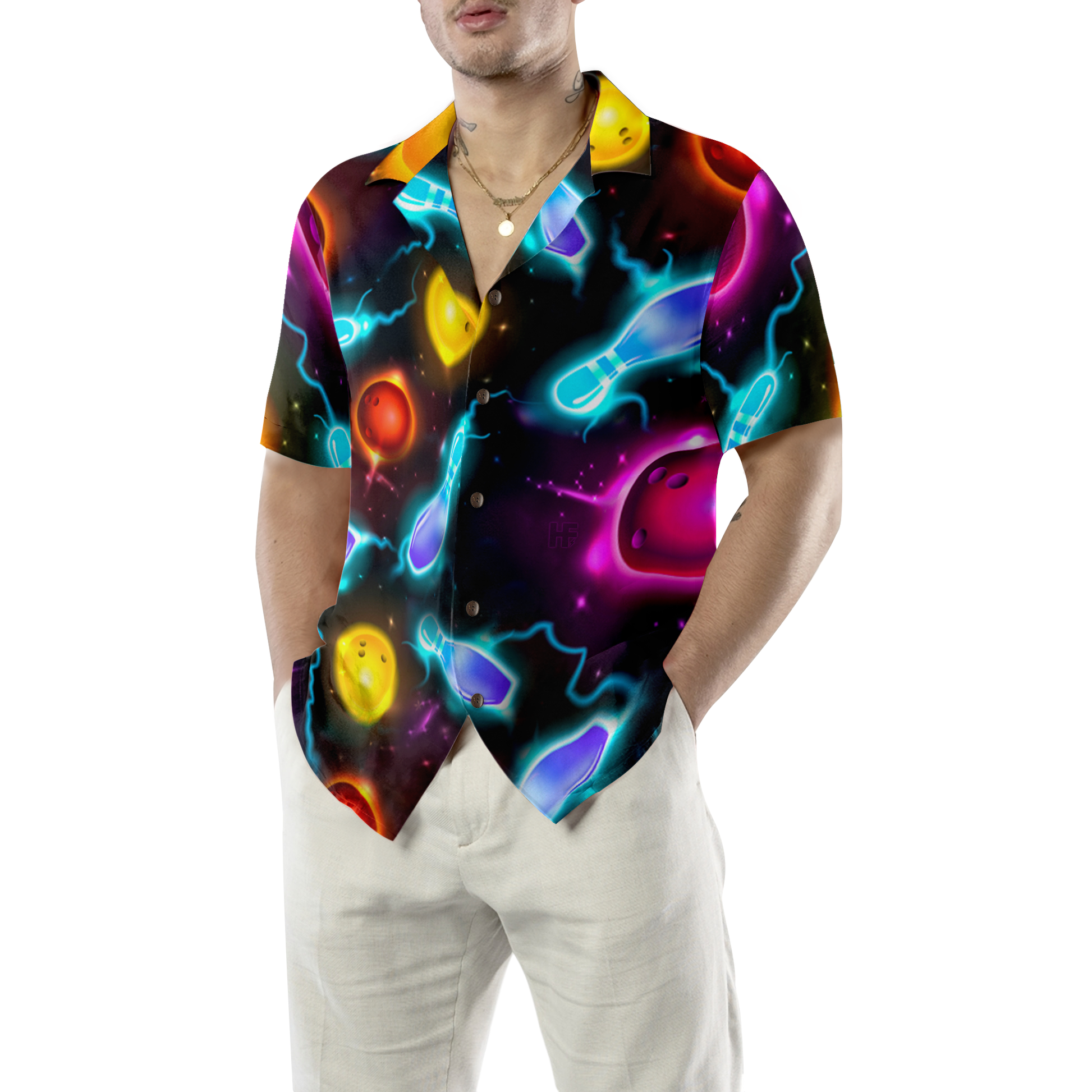 Bowling Space Color Hawaiian Shirt, Best Gift For Bowling Lovers, Friend, Family