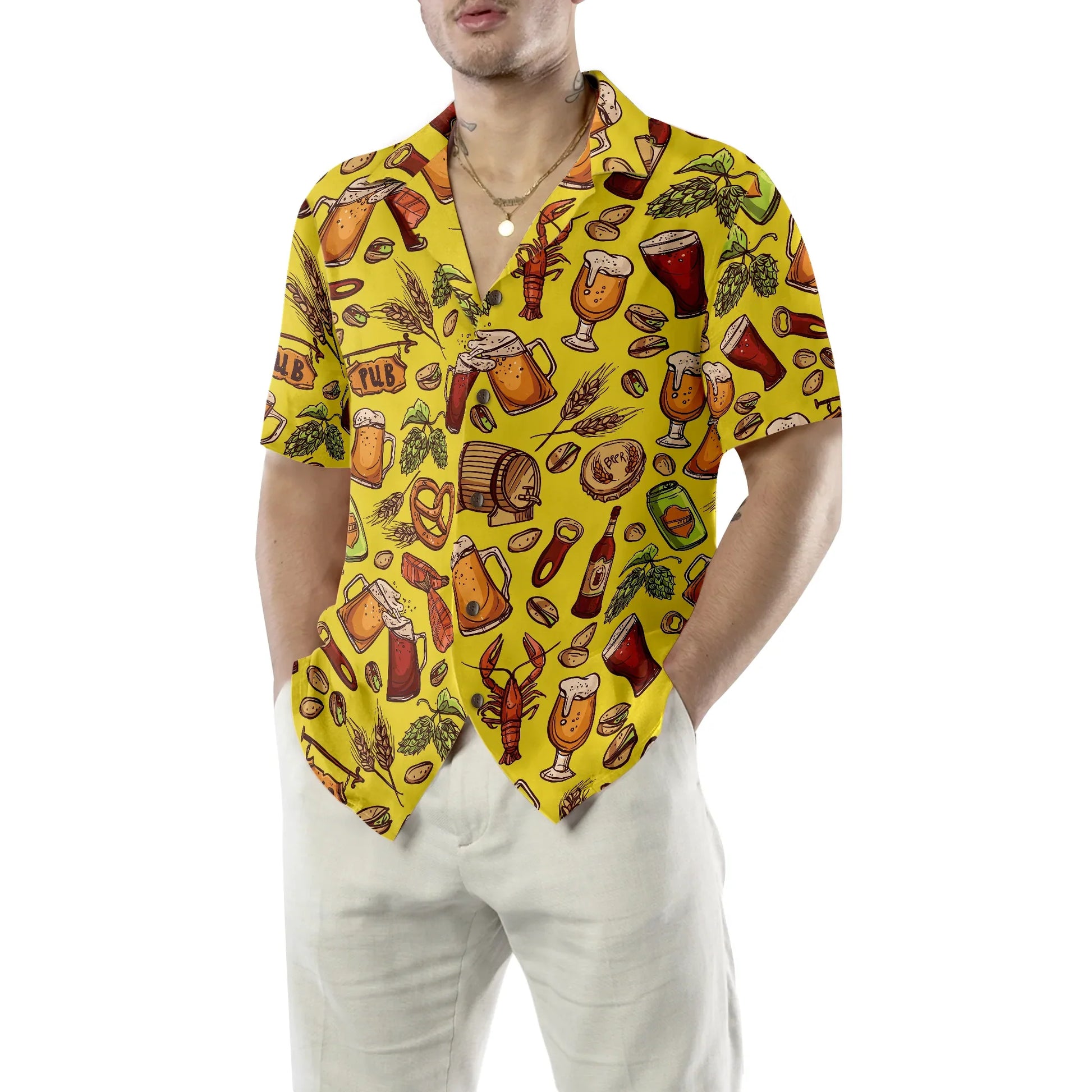 Beer Yellow Hawaiian Shirt Hawaiian Shirt, Colorful Beer Hawaiian Shirt , Beer Tropical Summer Aloha Shirt For Men And Women, Perfect Gift For Beer Lovers, Friends, Husband, Boyfriend, Family