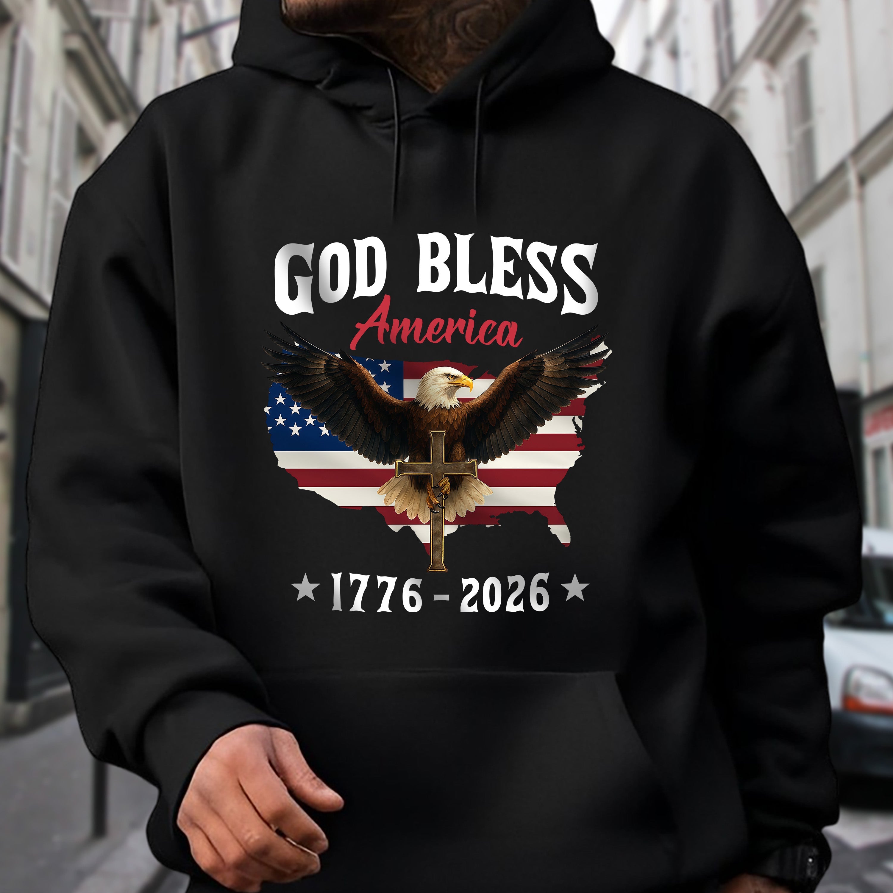 Patriotic 250th Anniversary God Bless American Eagle 1776–2026 Dark Shirt Gifts For Dad
